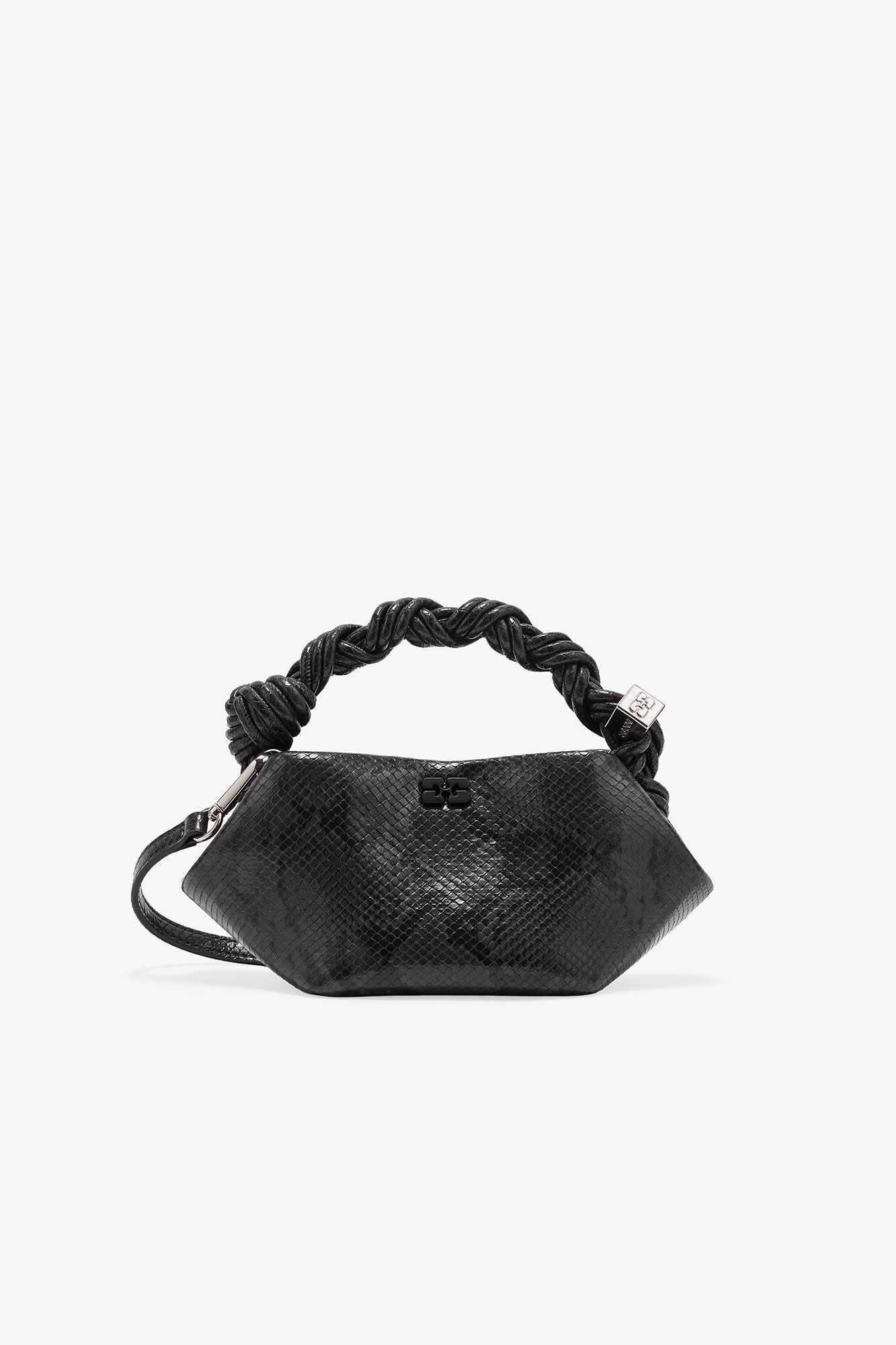 Ganni Croco Snake Mini Bou Bag - Black Oyster