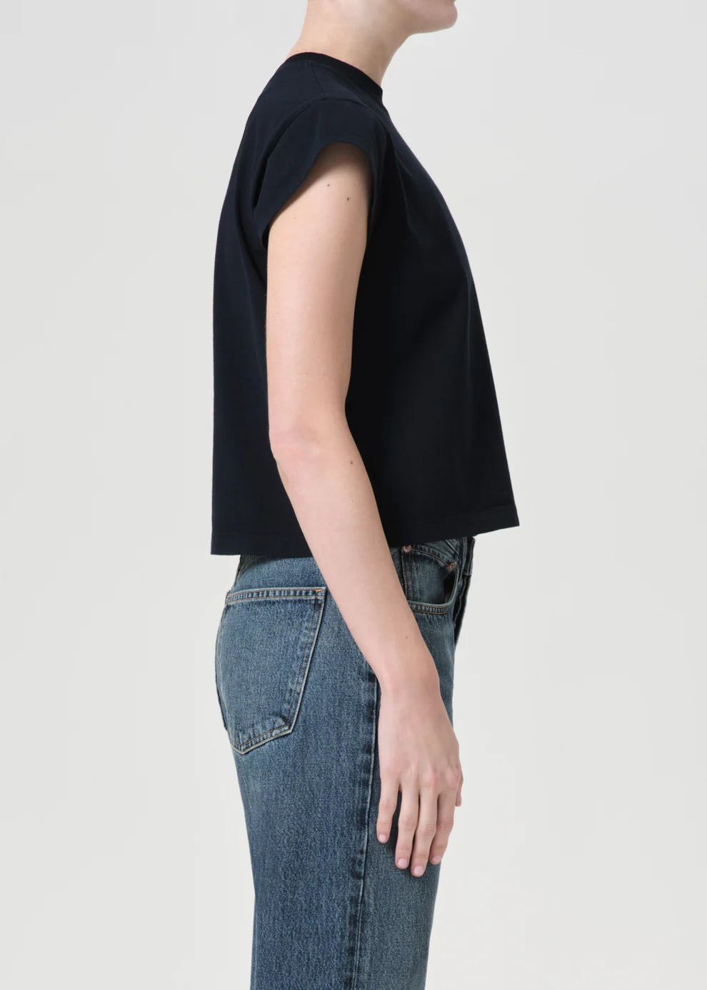 Agolde Bryce Cap Sleeve Tee In Storm