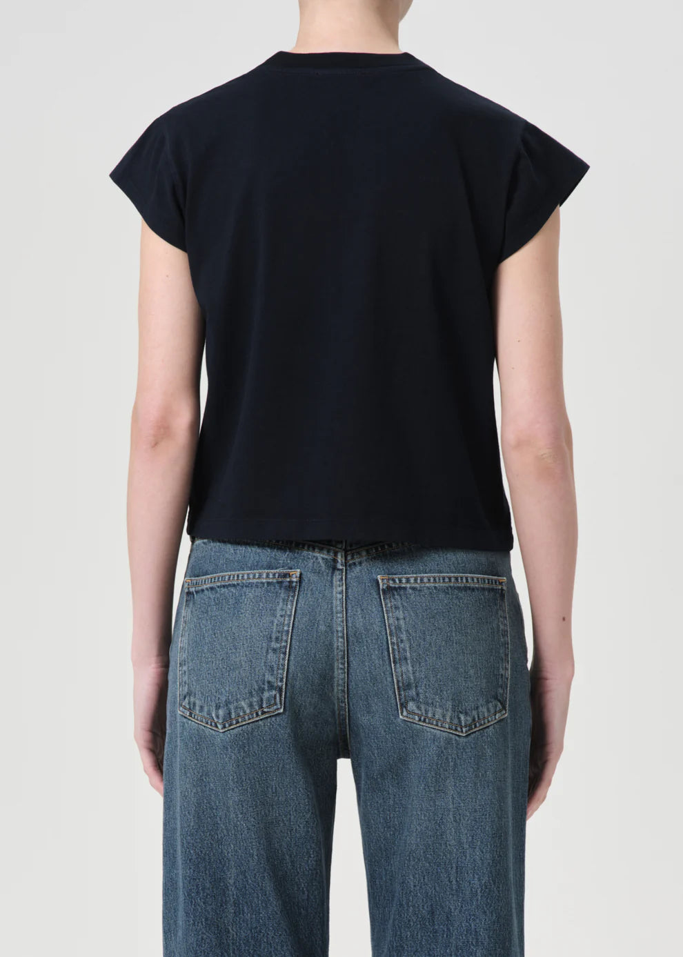Agolde Bryce Cap Sleeve Tee In Storm