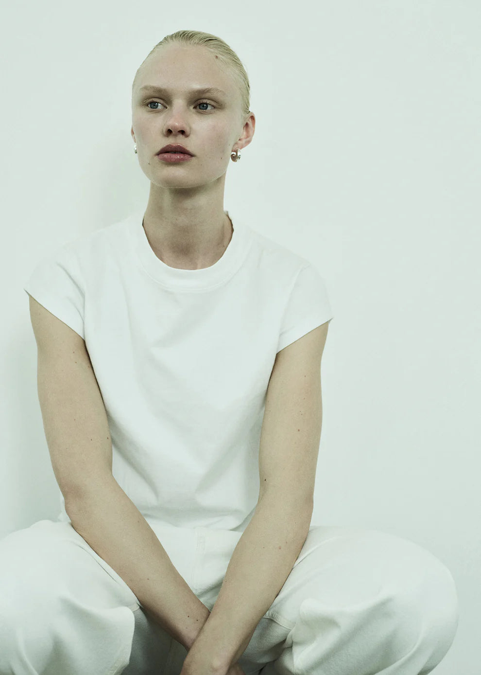 Agolde Bryce Cap Sleeve Tee In White