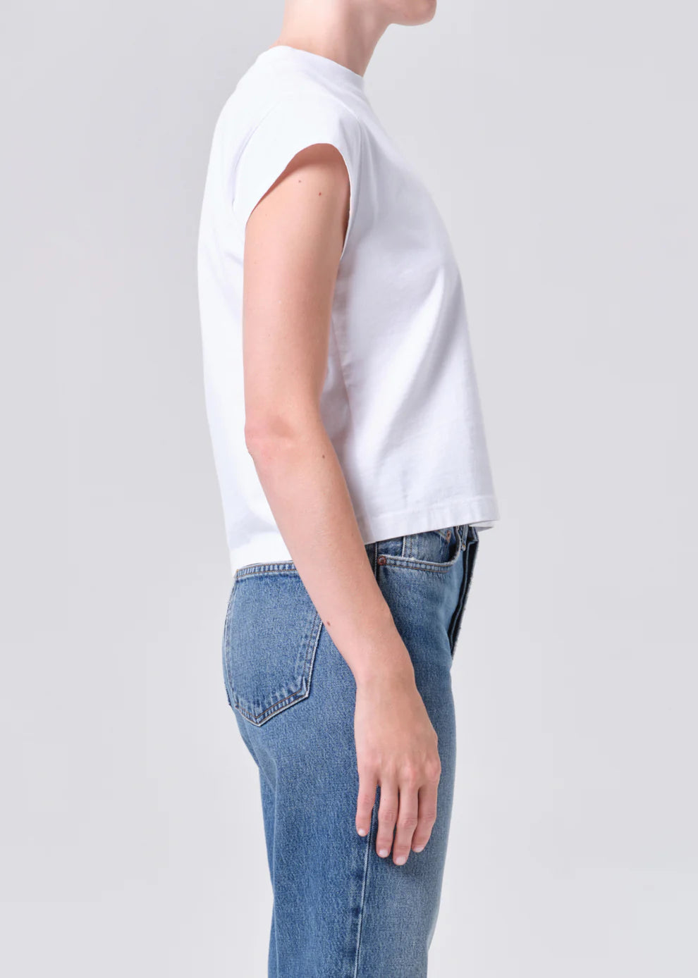 Agolde Bryce Cap Sleeve Tee In White