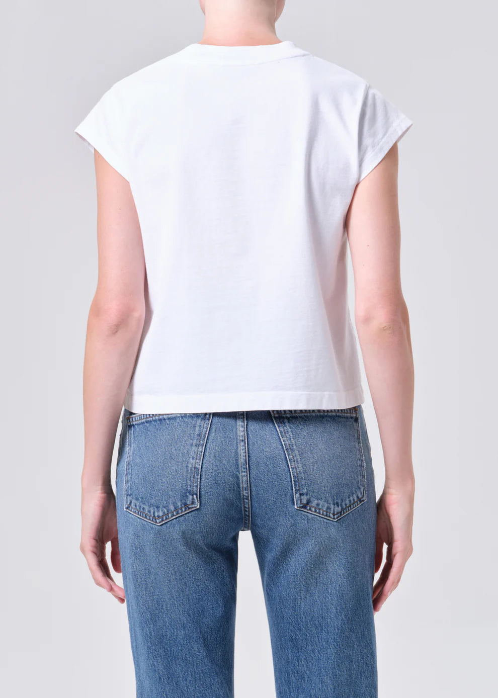 Agolde Bryce Cap Sleeve Tee In White