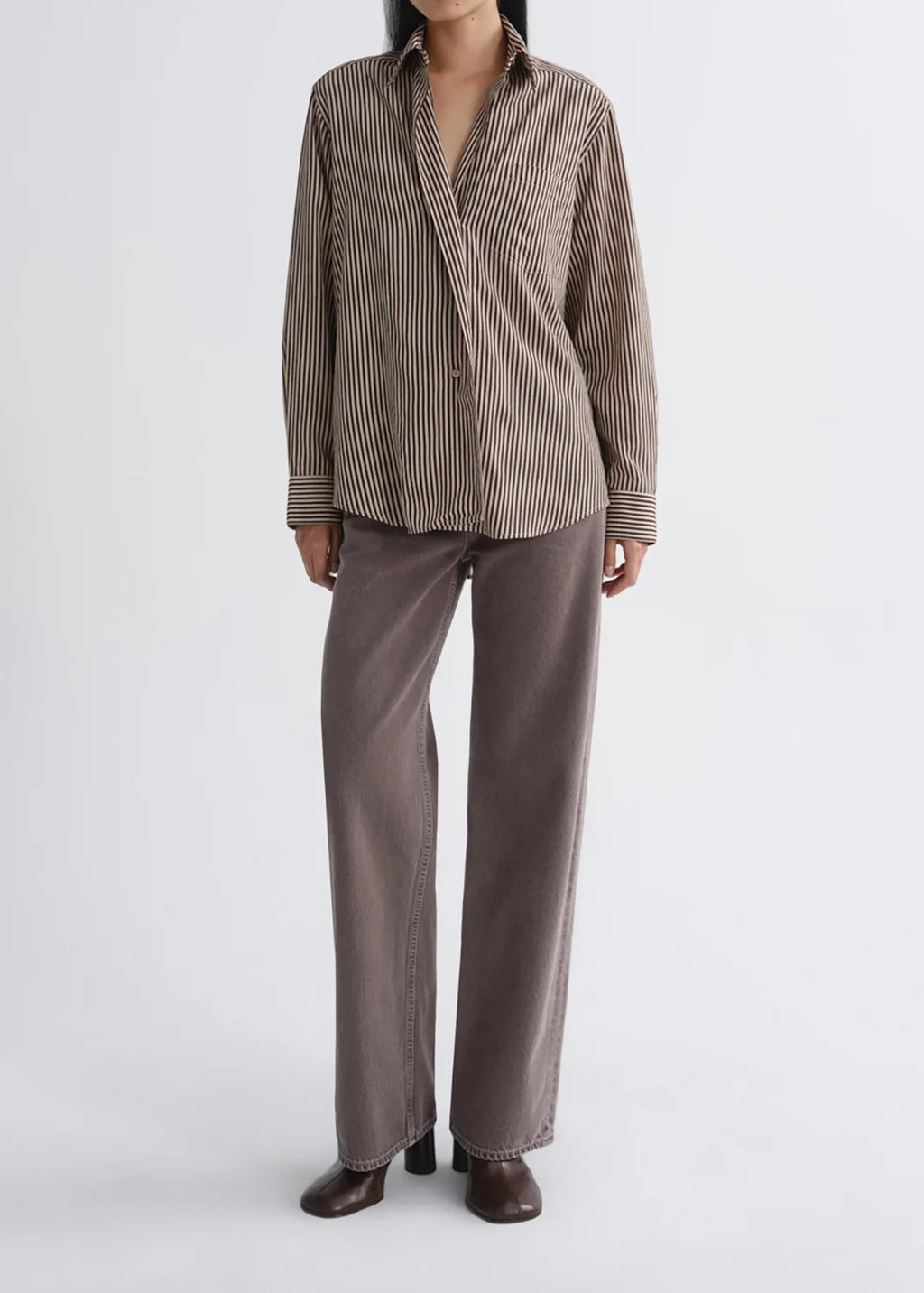 Agolde Aris Shirt - Chocolate/Taupe