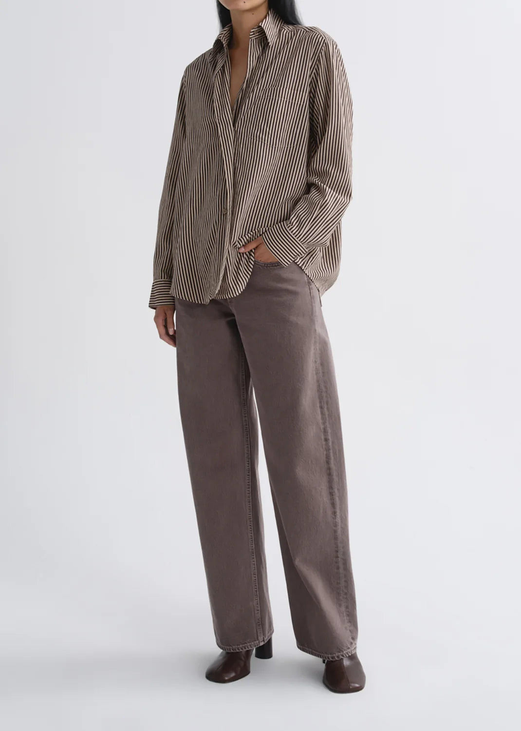 Agolde Aris Shirt - Chocolate/Taupe