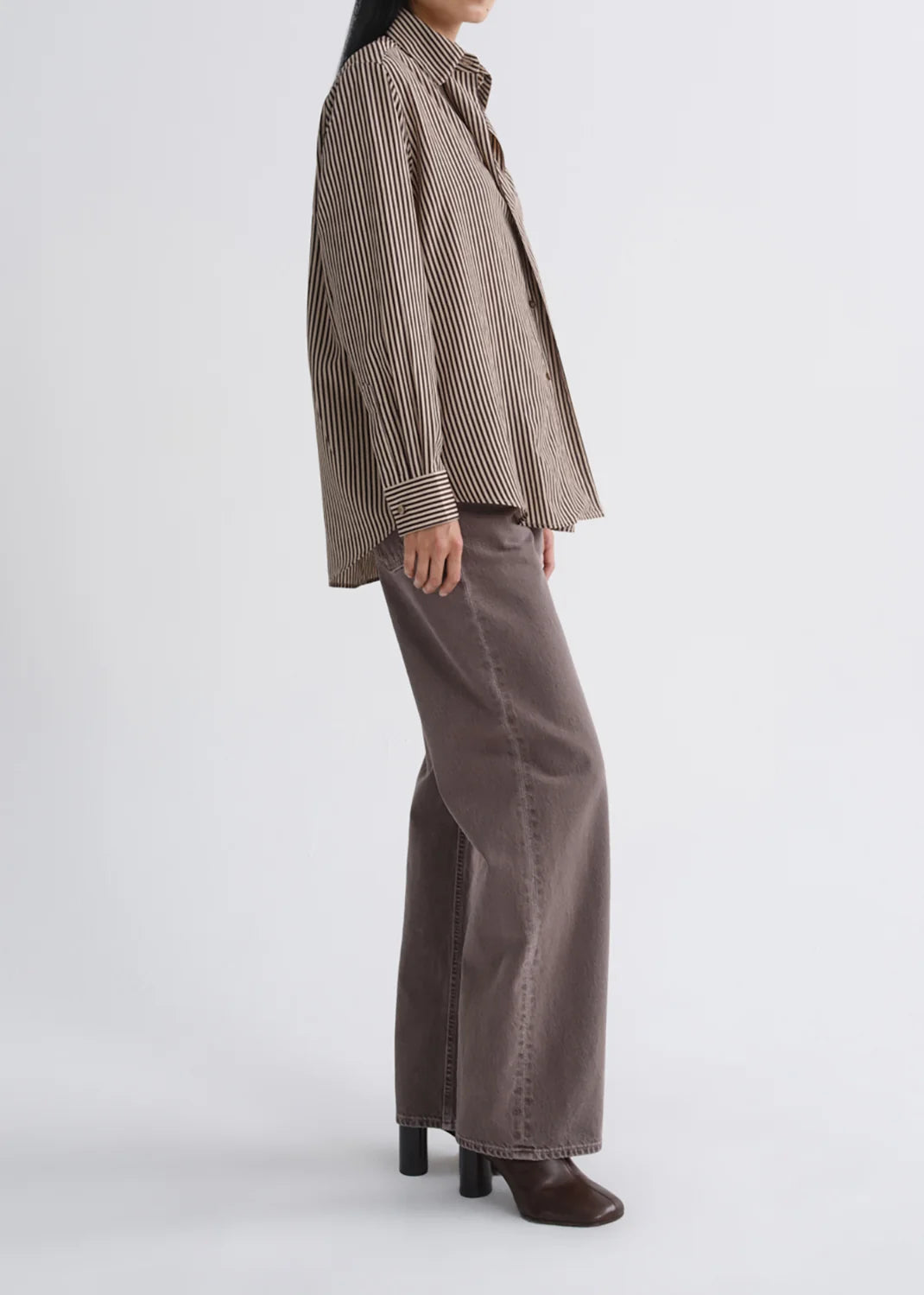 Agolde Aris Shirt - Chocolate/Taupe
