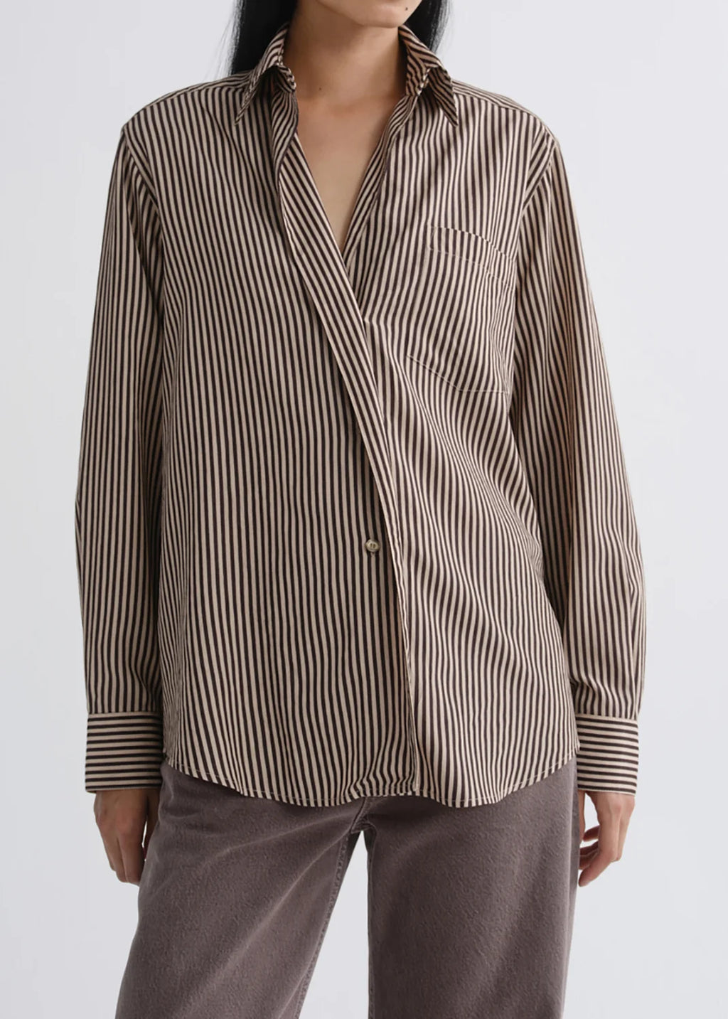 Agolde Aris Shirt - Chocolate/Taupe