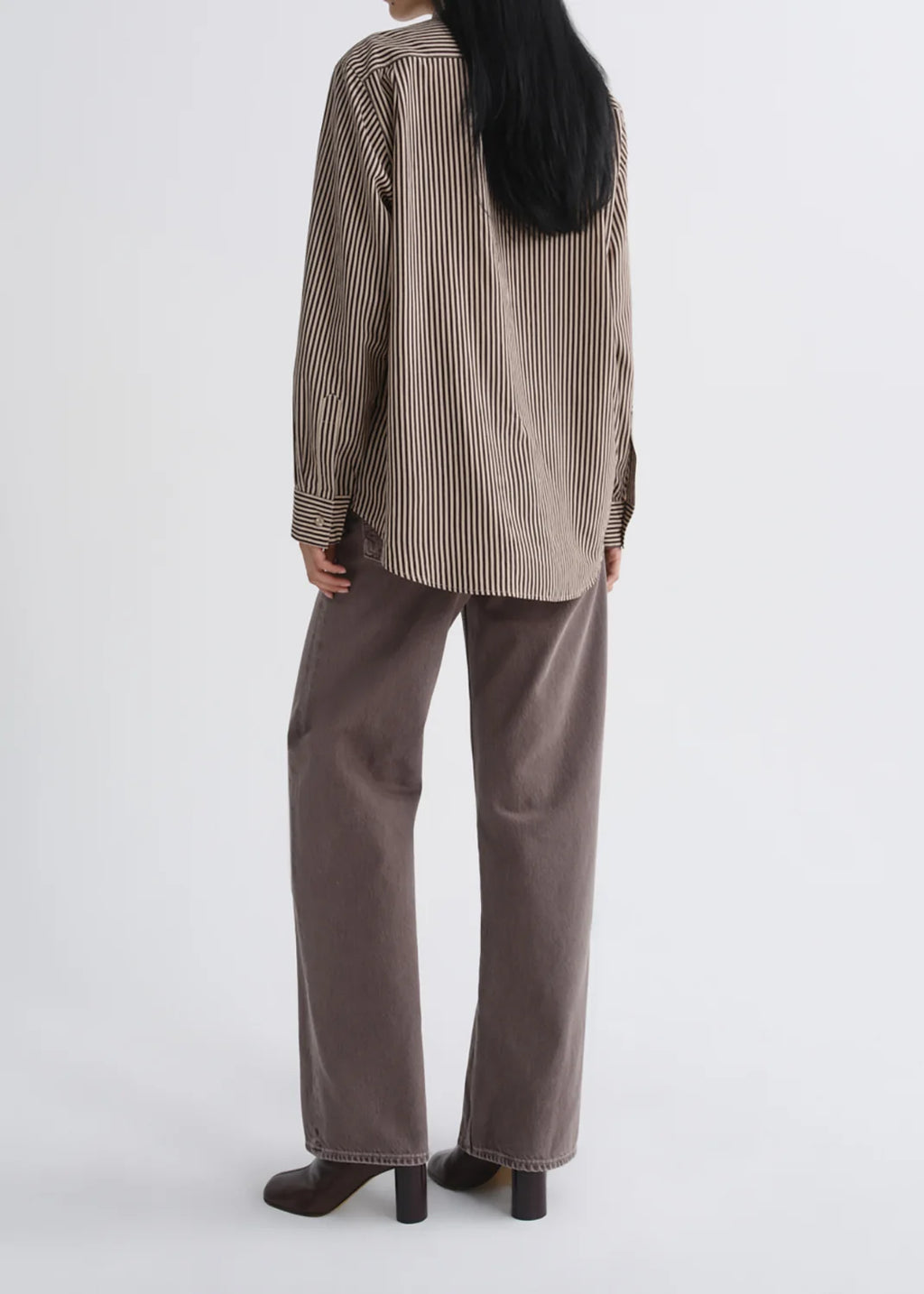 Agolde Aris Shirt - Chocolate/Taupe
