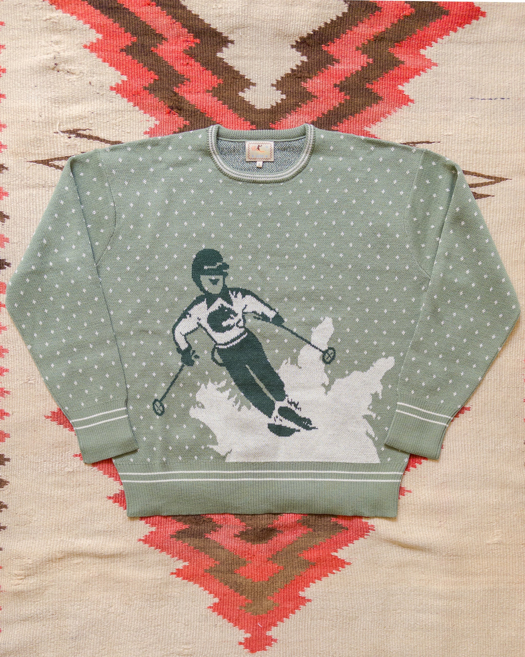 Wythe Jacquard Motif Merino Crewneck Sweater - Downhill