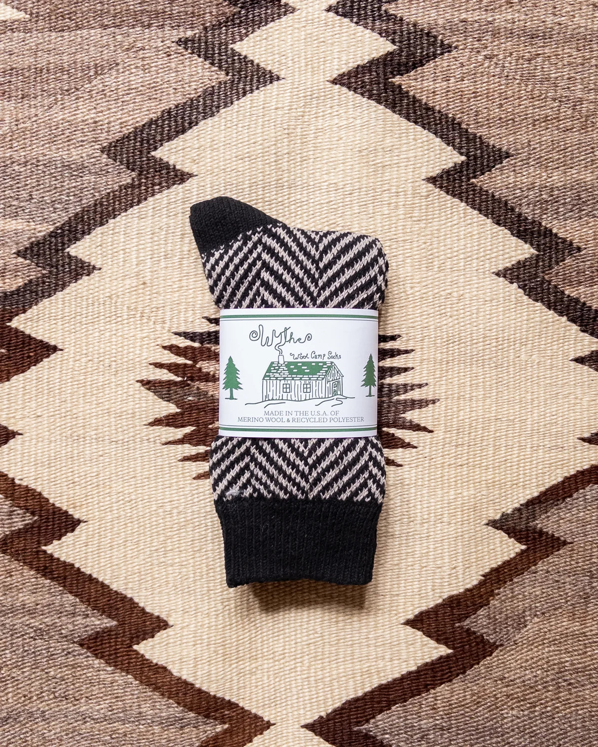 Wythe Recycled Wool Herringbone Socks  - Grey