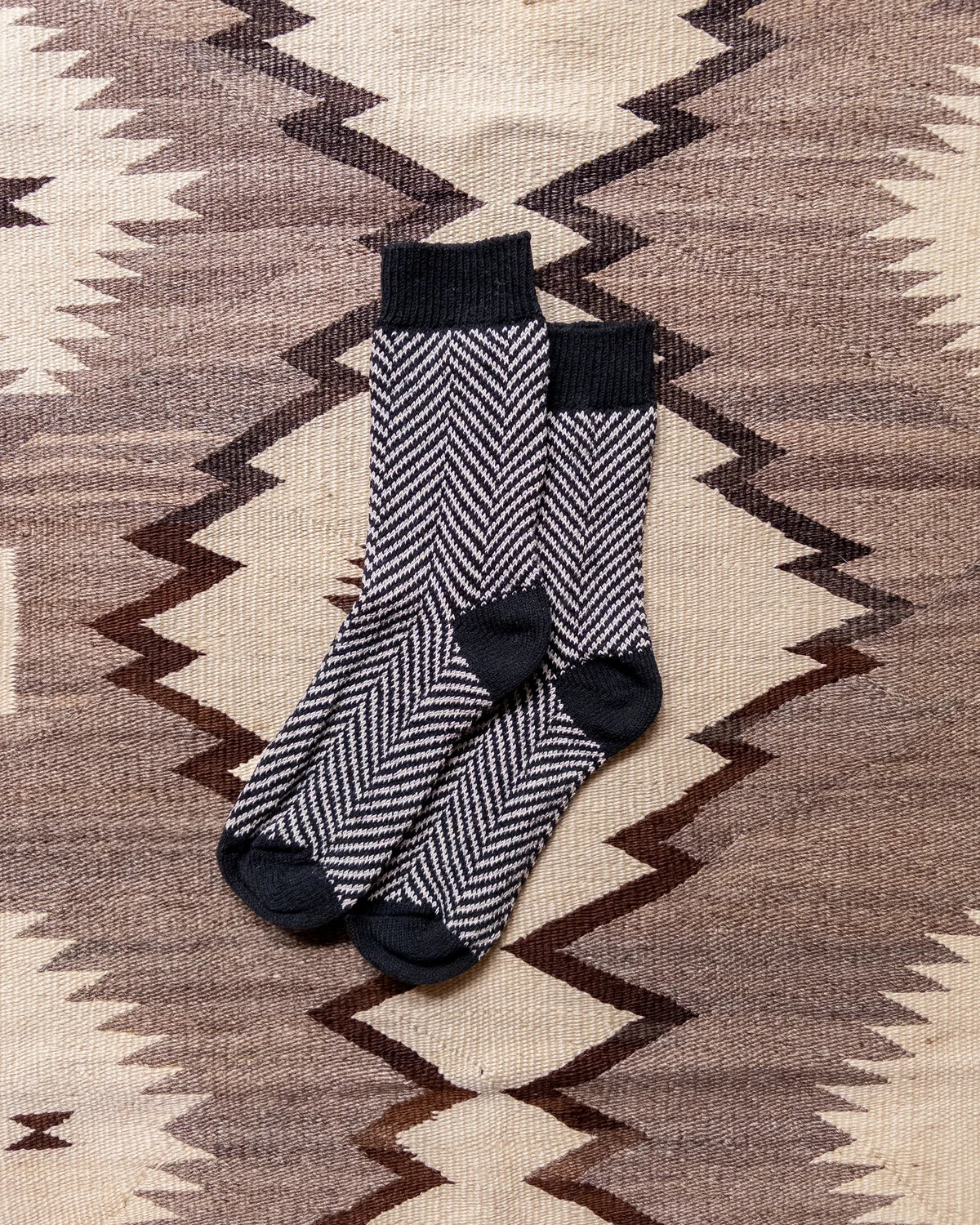 Wythe Recycled Wool Herringbone Socks  - Grey