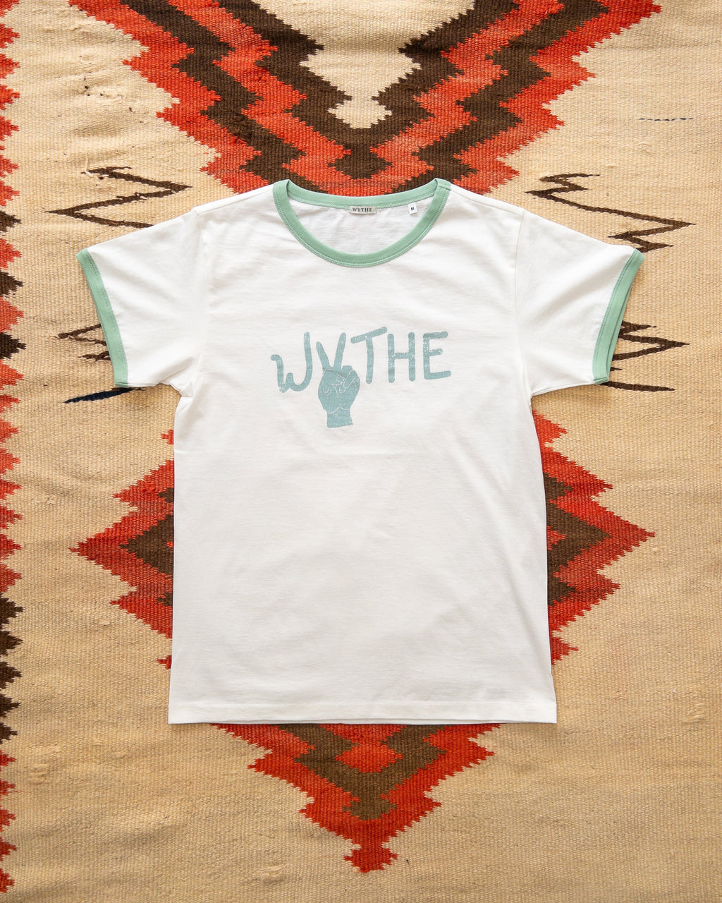 Wythe "Peace" Print Tubular Ringer T-Shirt - Celadon