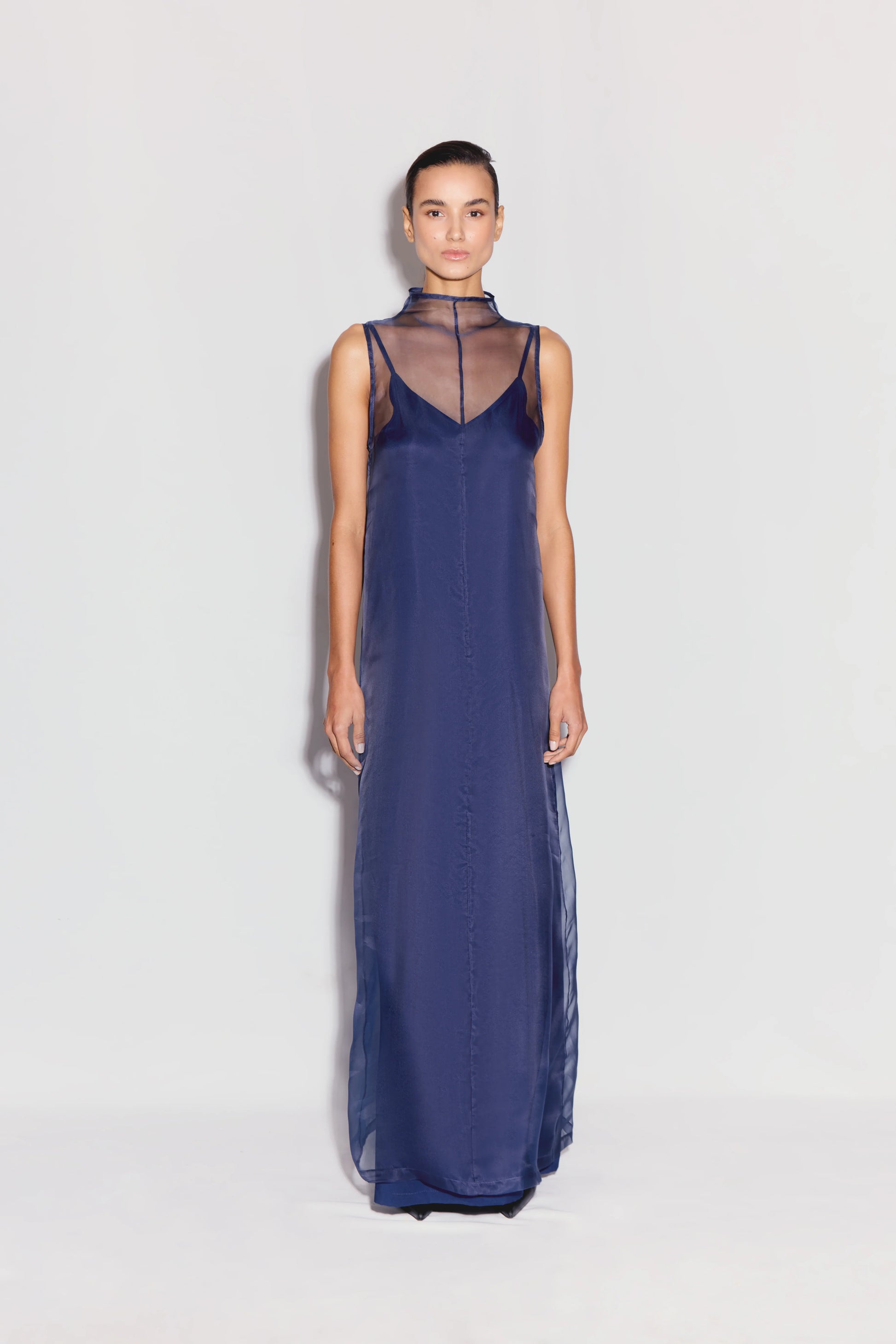 ANIM Zarae Sleeveless Organza Maxi Dress - Navy