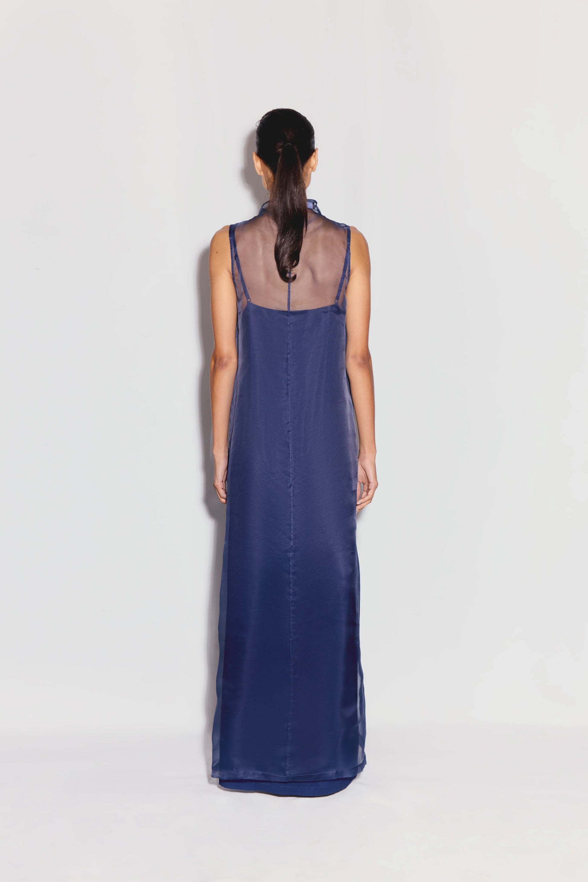 ANIM Zarae Sleeveless Organza Maxi Dress - Navy