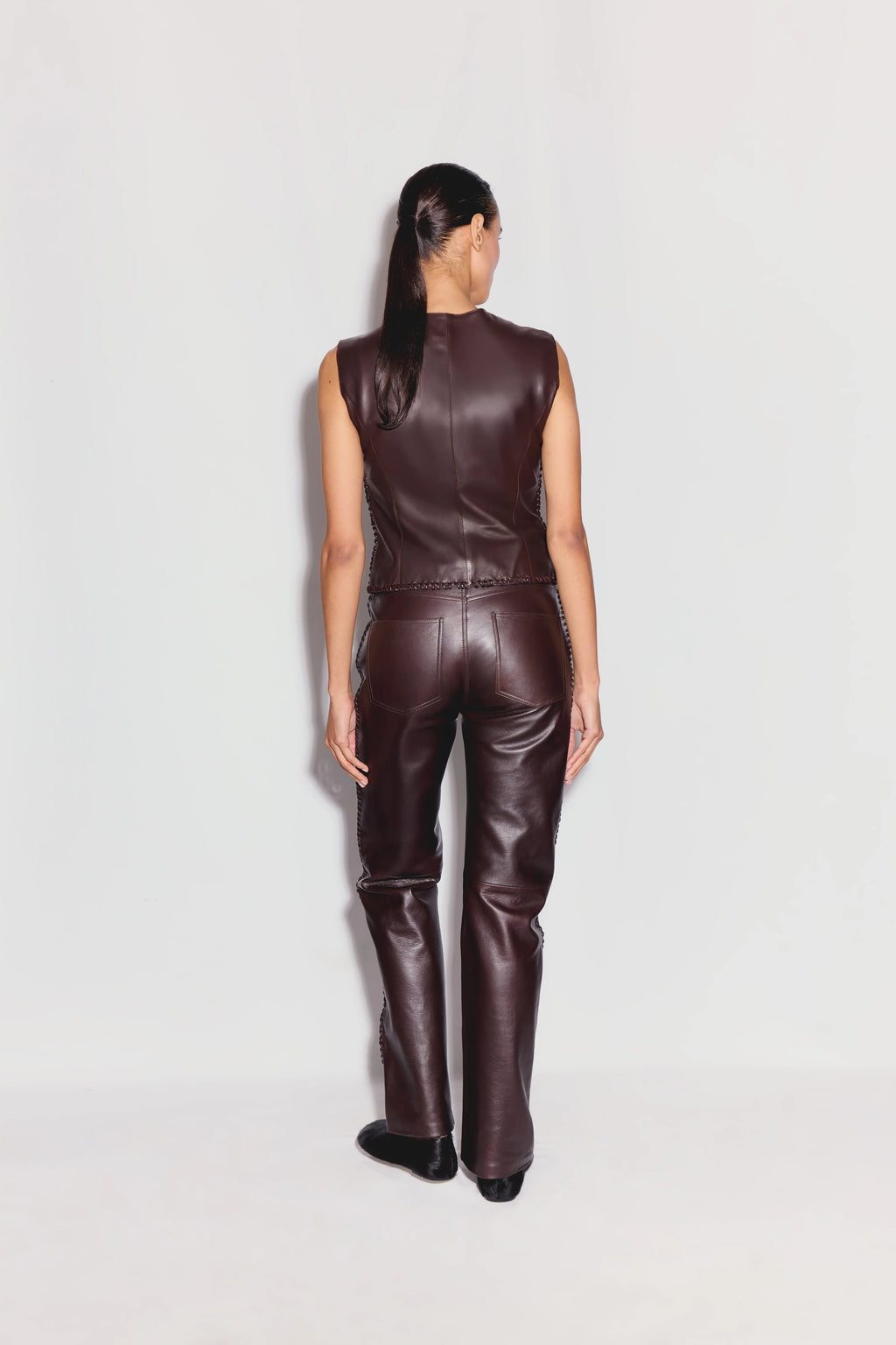 ANIM Marly Leather Vest - Dark Brown