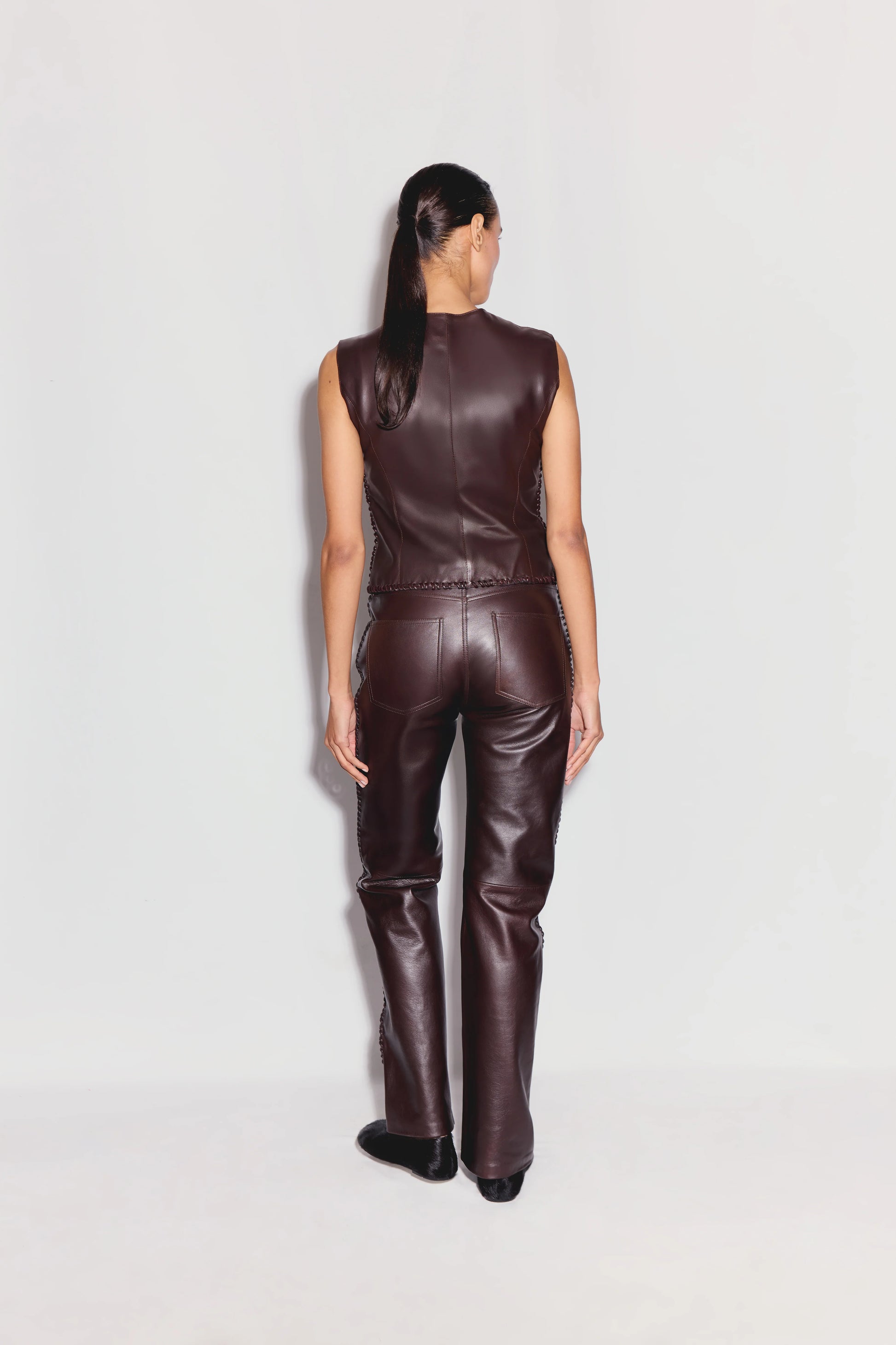 ANIM Marly Leather Vest - Dark Brown