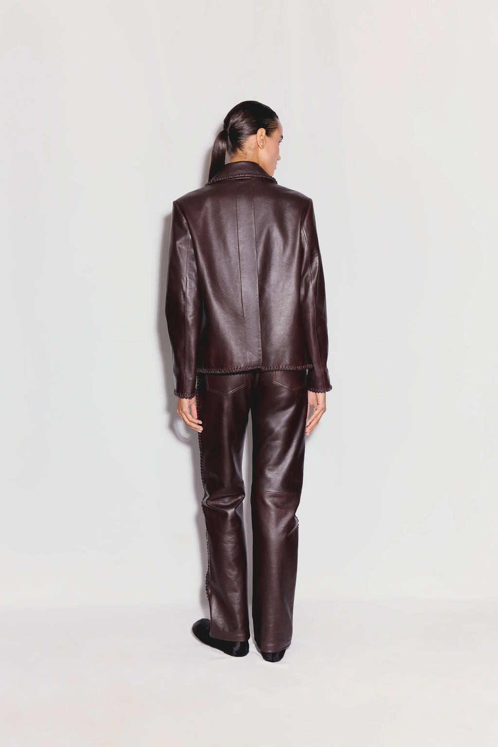 ANIM Devon Collared Leather Jacket - Black