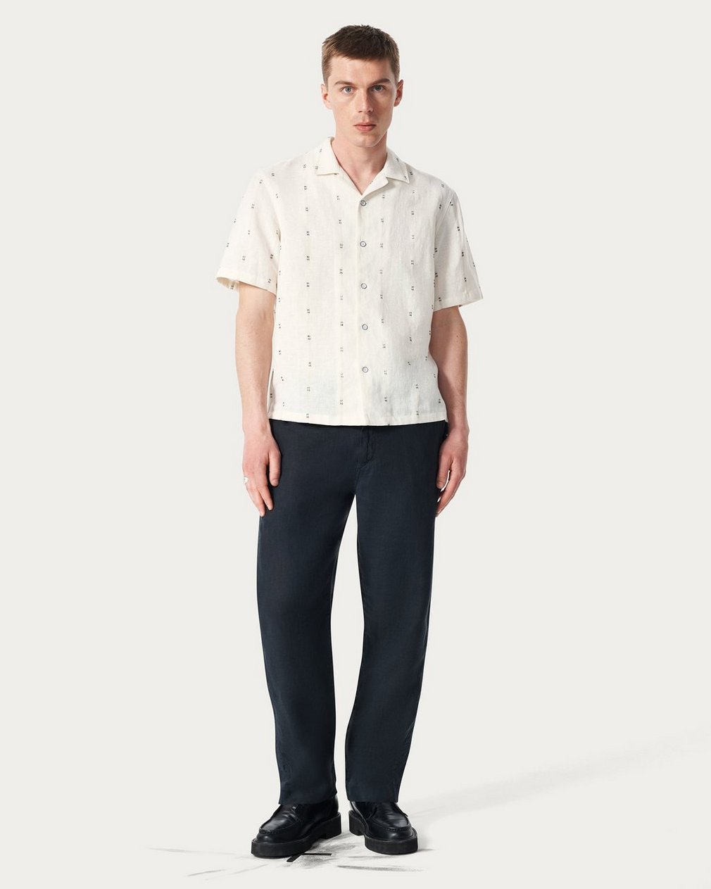 Rag & Bone Avery Embroidered Camp Shirt - White Remi Stripe