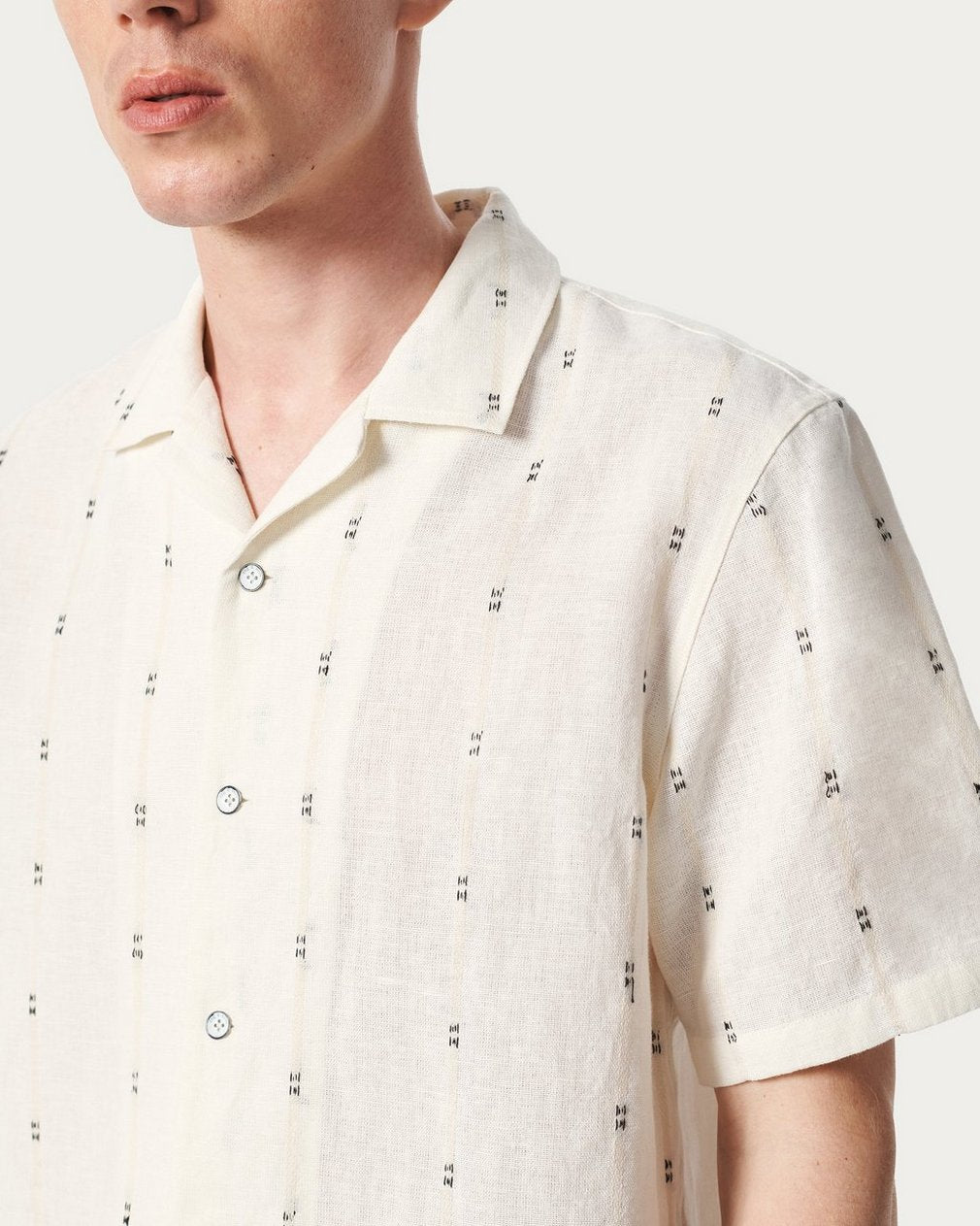 Rag & Bone Avery Embroidered Camp Shirt - White Remi Stripe