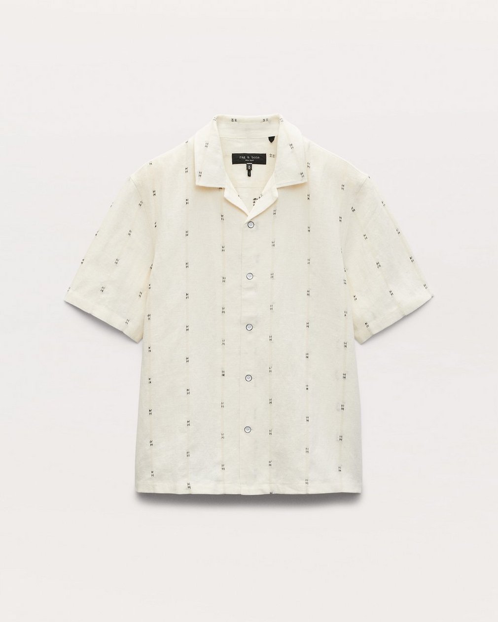 Rag & Bone Avery Embroidered Camp Shirt - White Remi Stripe