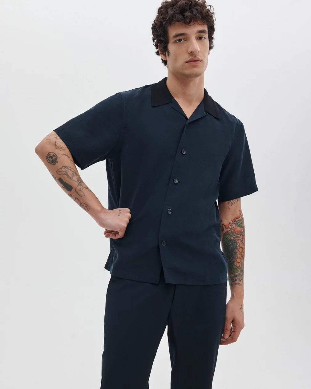 Rag & Bone Avery Slub Shirt - Navy