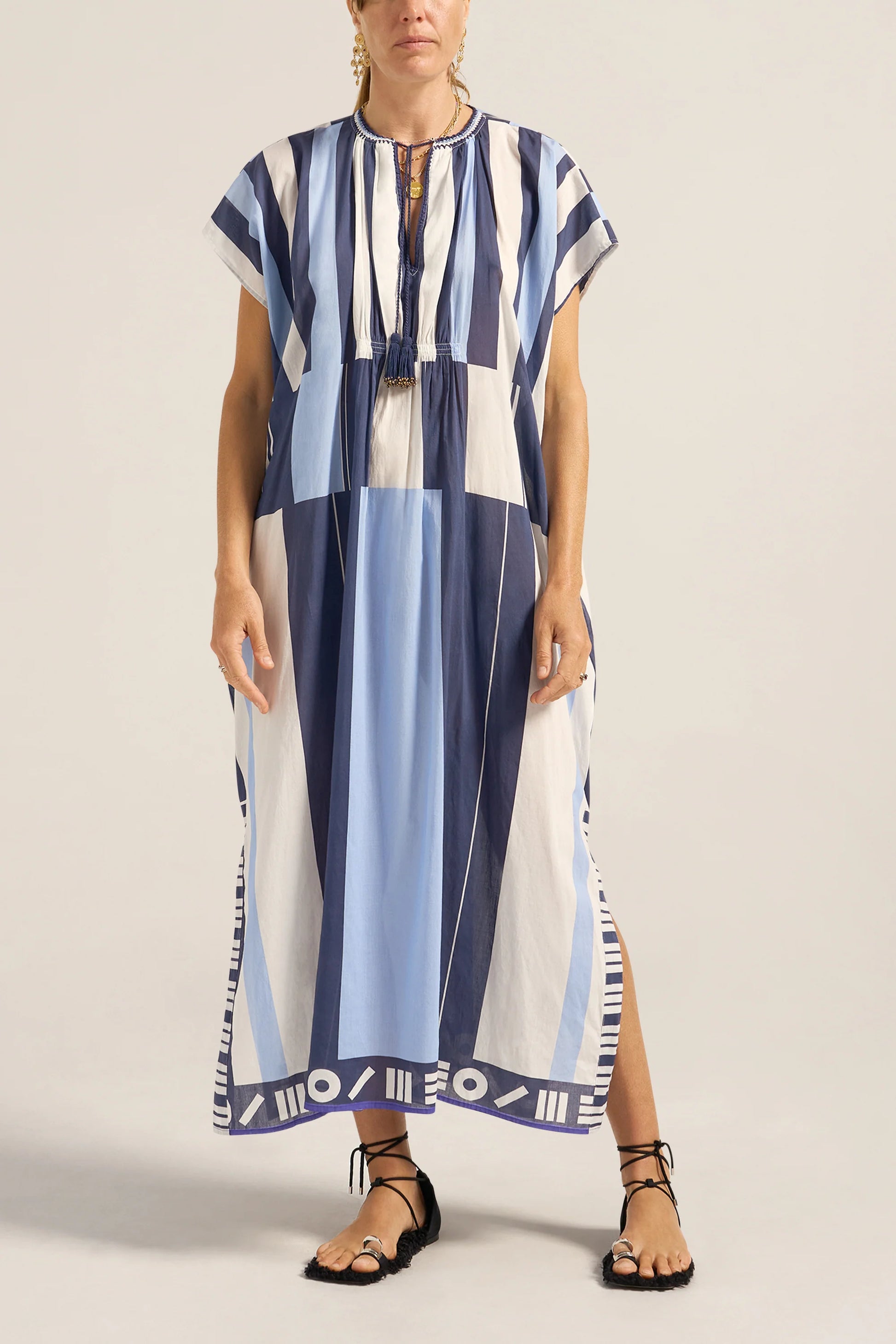 Ilio Nema Thaddeus Caftan - Blue Sarong Voile
