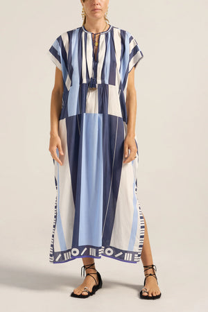 Ilio Nema Thaddeus Caftan - Blue Sarong Voile