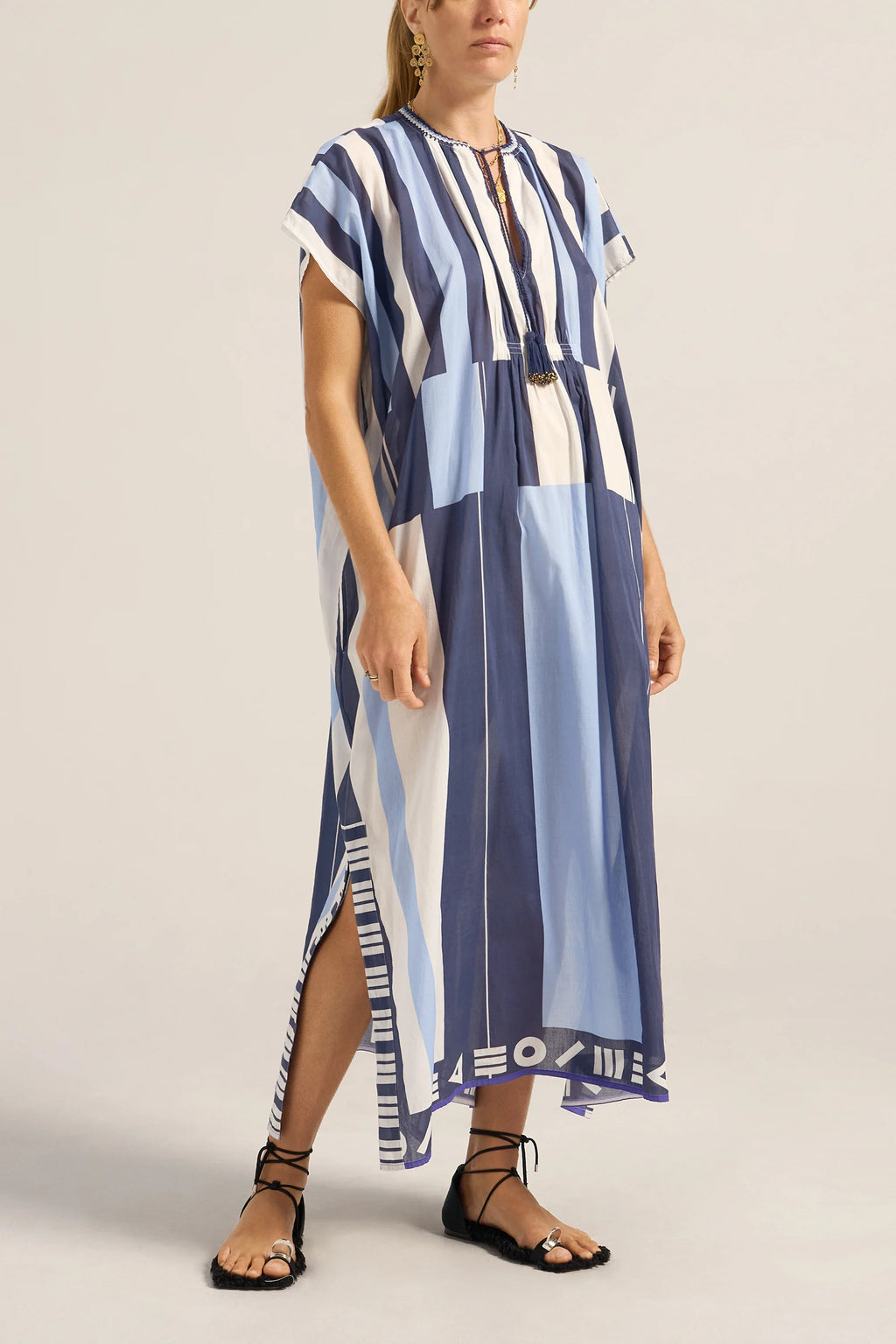 Ilio Nema Thaddeus Caftan - Blue Sarong Voile