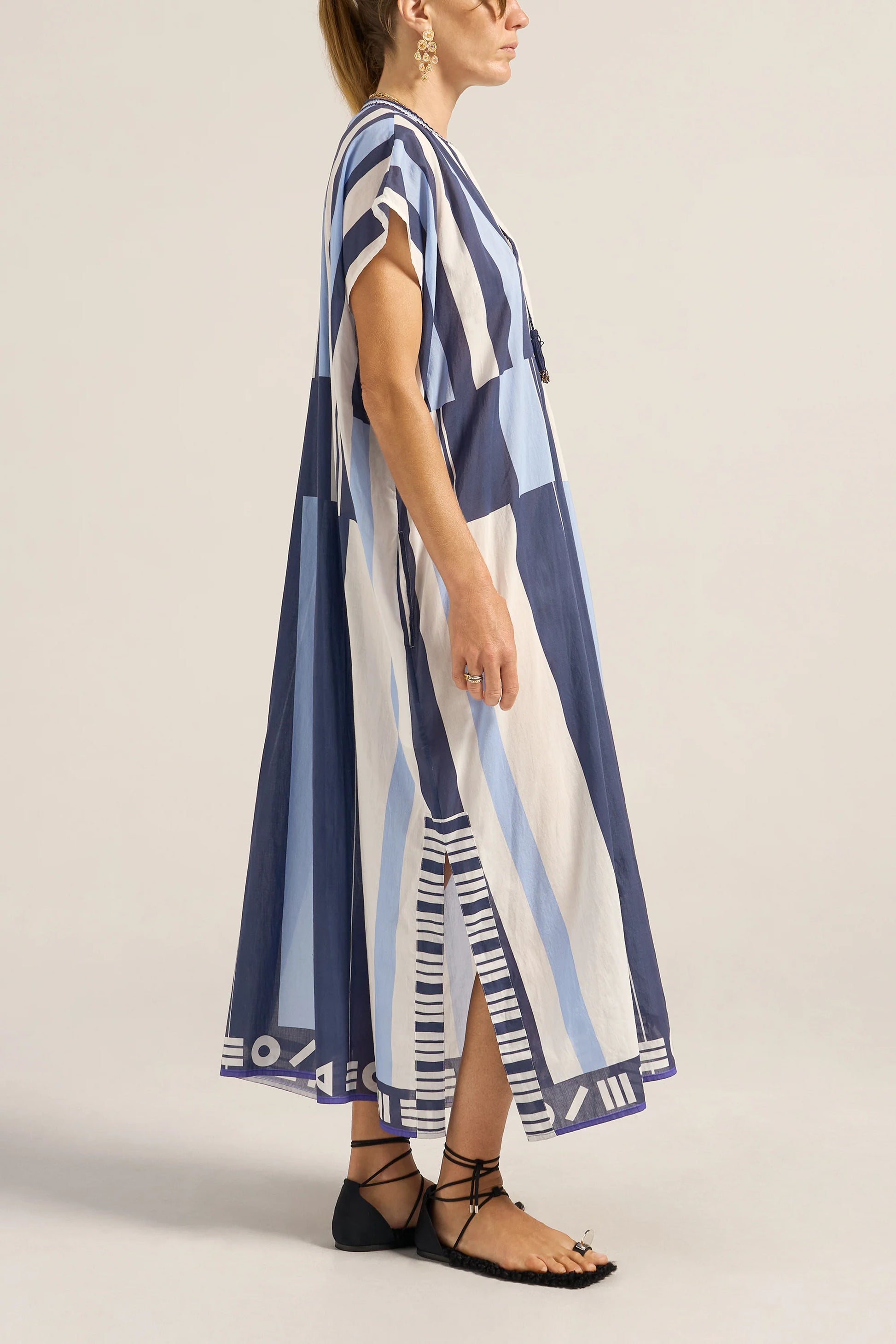 Ilio Nema Thaddeus Caftan - Blue Sarong Voile