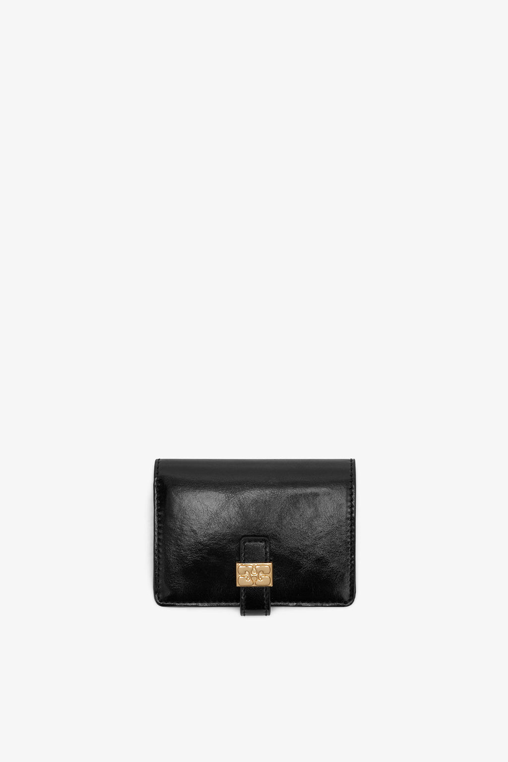 Ganni Sue Slim Card Holder with Flap - Black