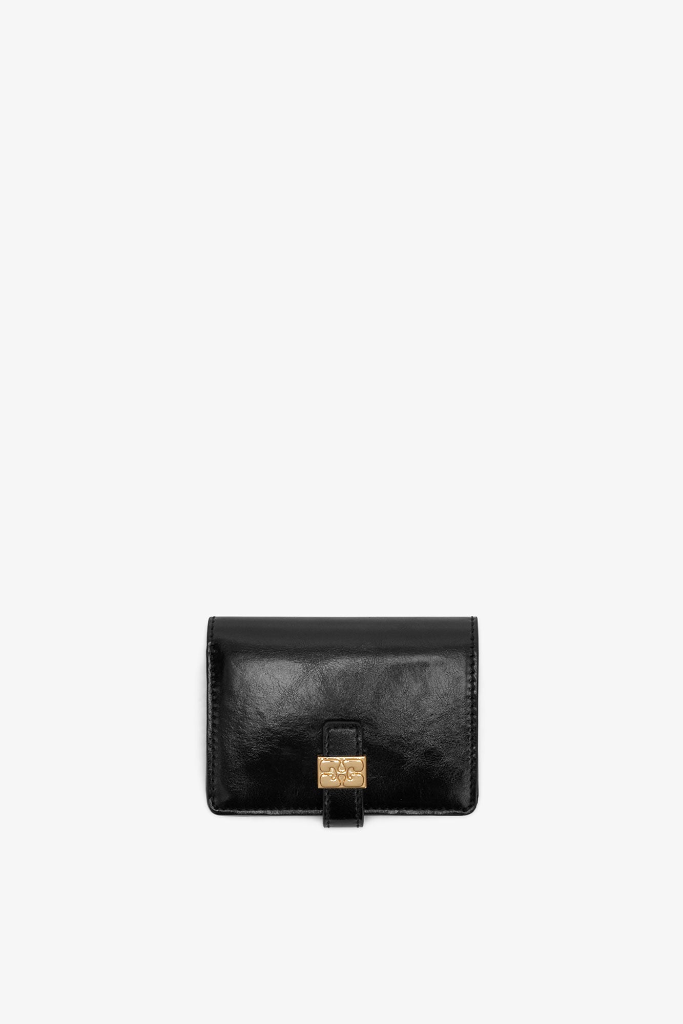 Ganni Sue Slim Card Holder with Flap - Black