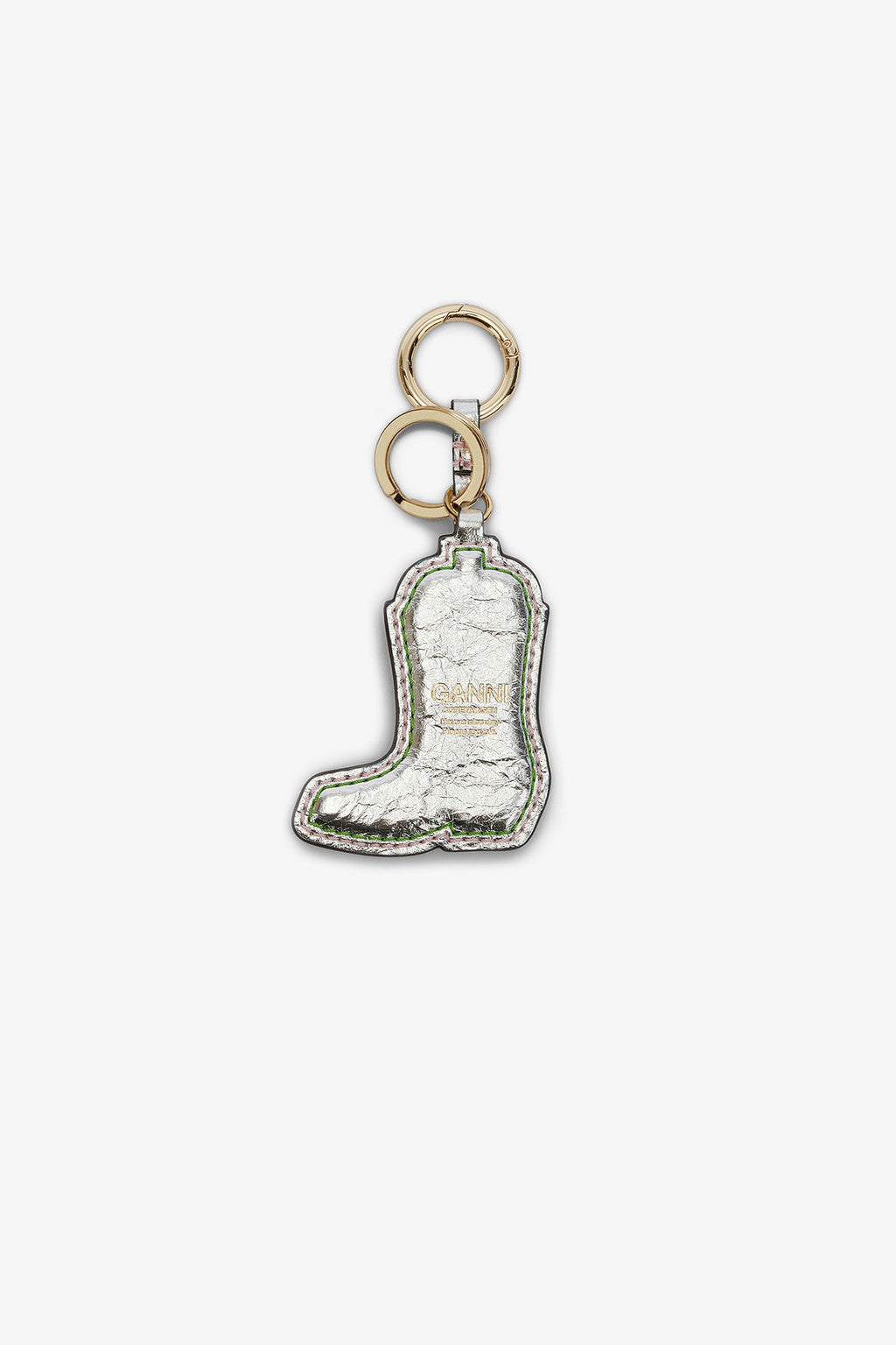 Ganni Western Boot Keyring in Metallic