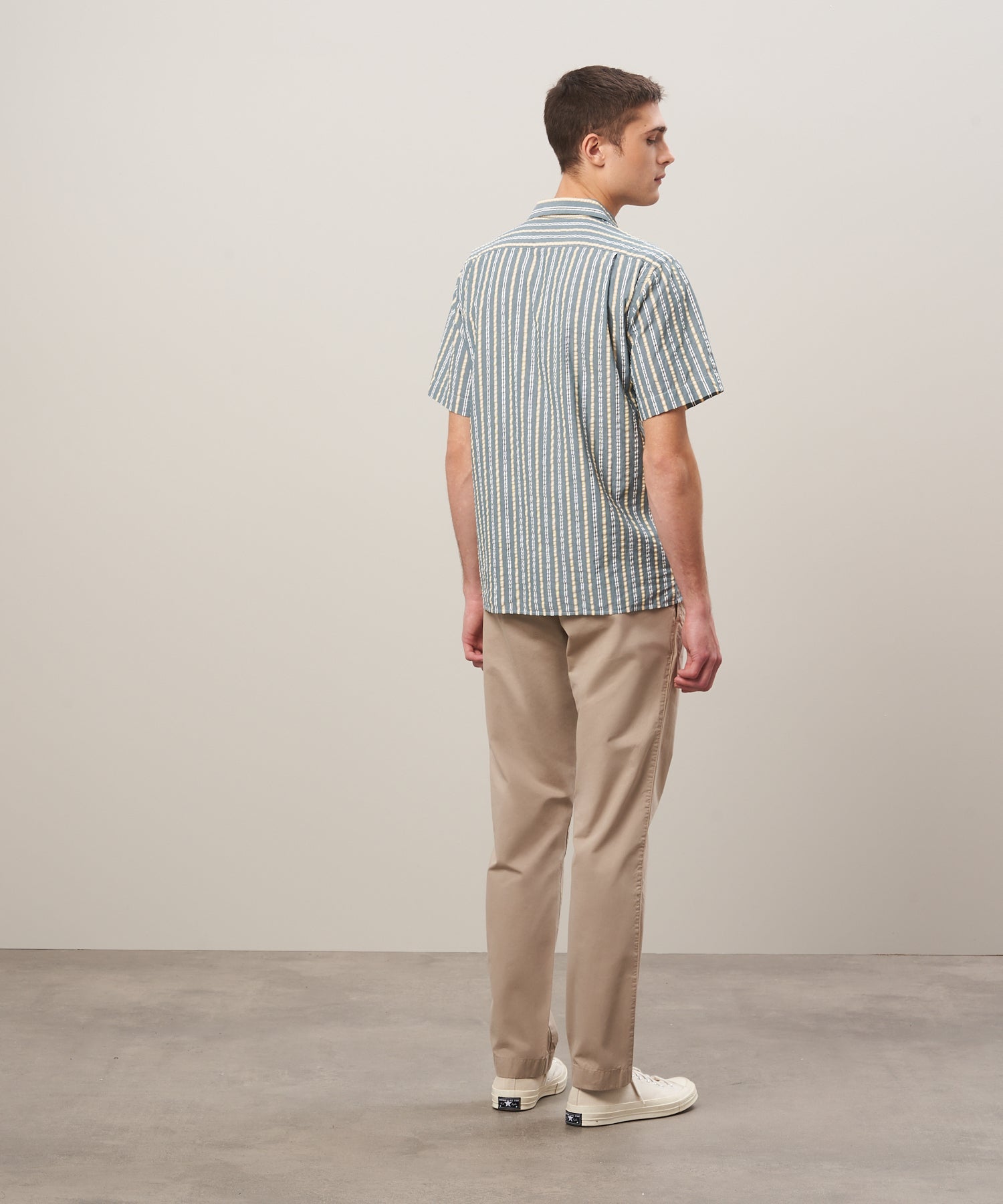 Hartford Men's Woven Palm Shirt - Green Seersucker