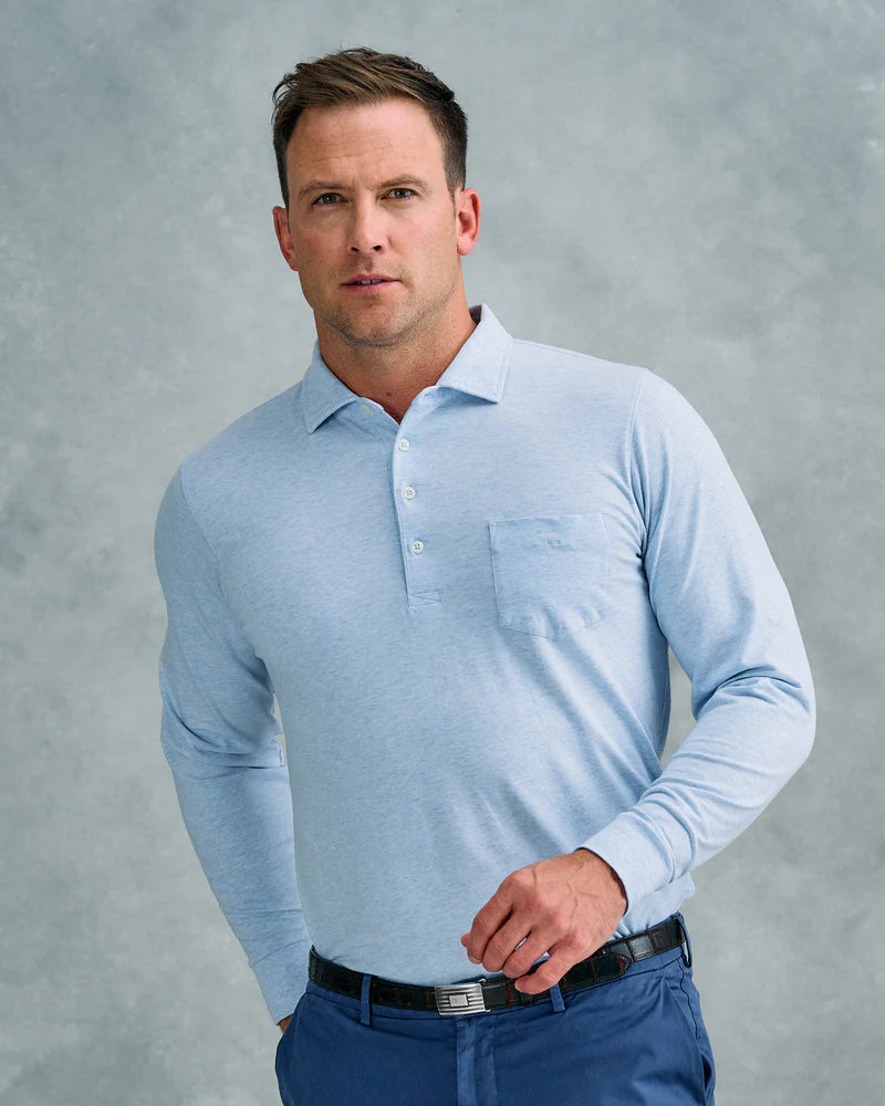 B. Draddy Jack Long-Sleeve Polo Solid Peruvian Pima Cotton  - Batik Heather