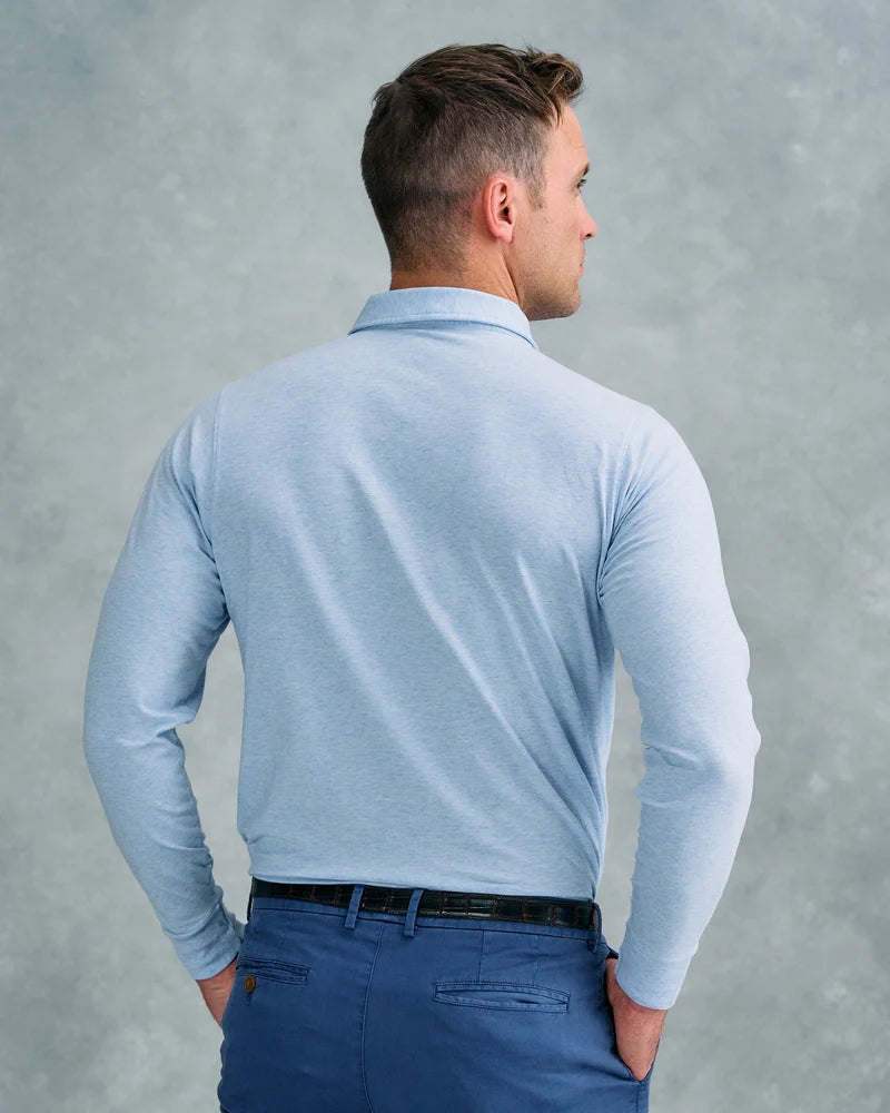 B. Draddy Jack Long-Sleeve Polo Solid Peruvian Pima Cotton  - Batik Heather