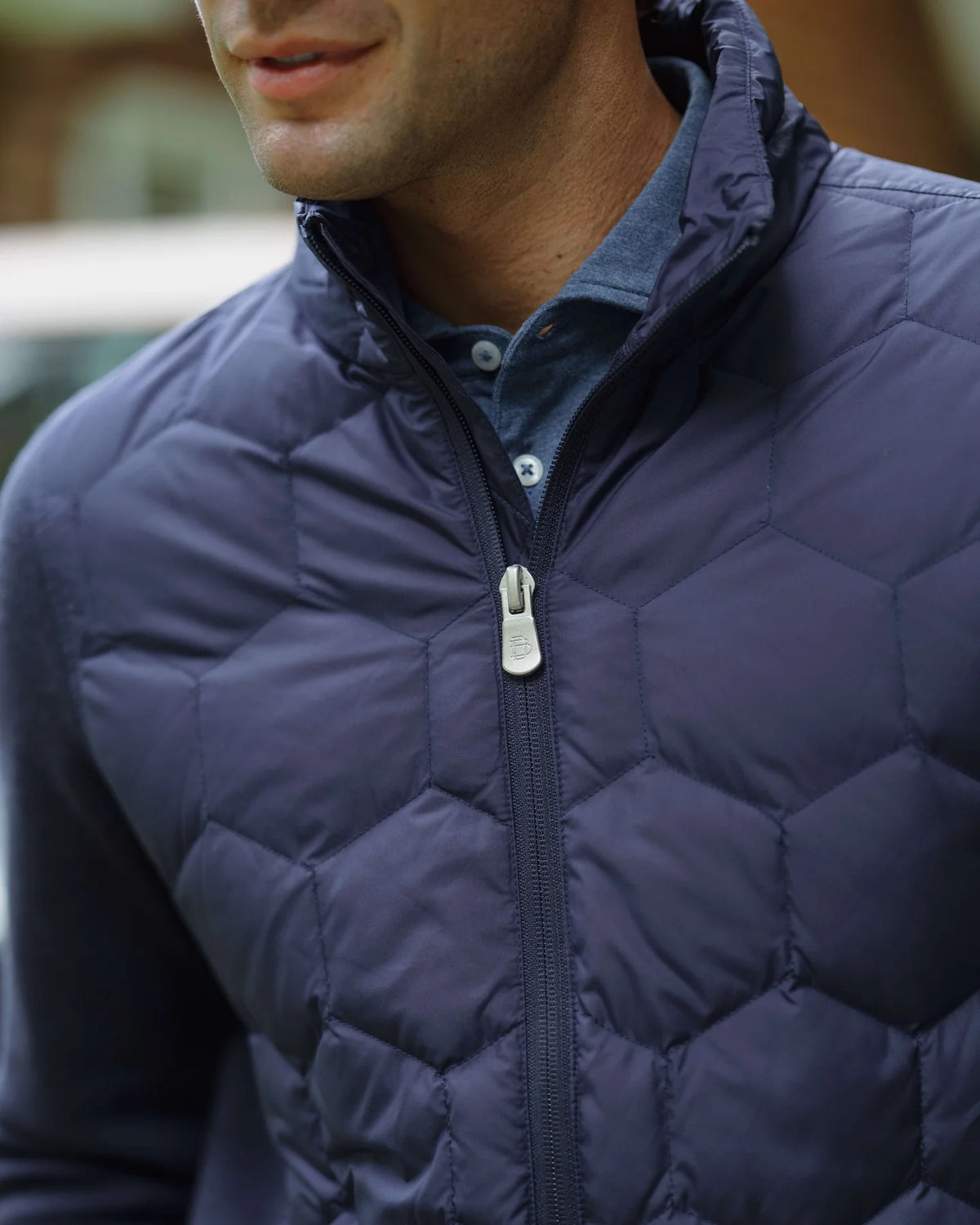 B. Draddy Cooper Merino Down Quilted Sweater Jacket  - Navy