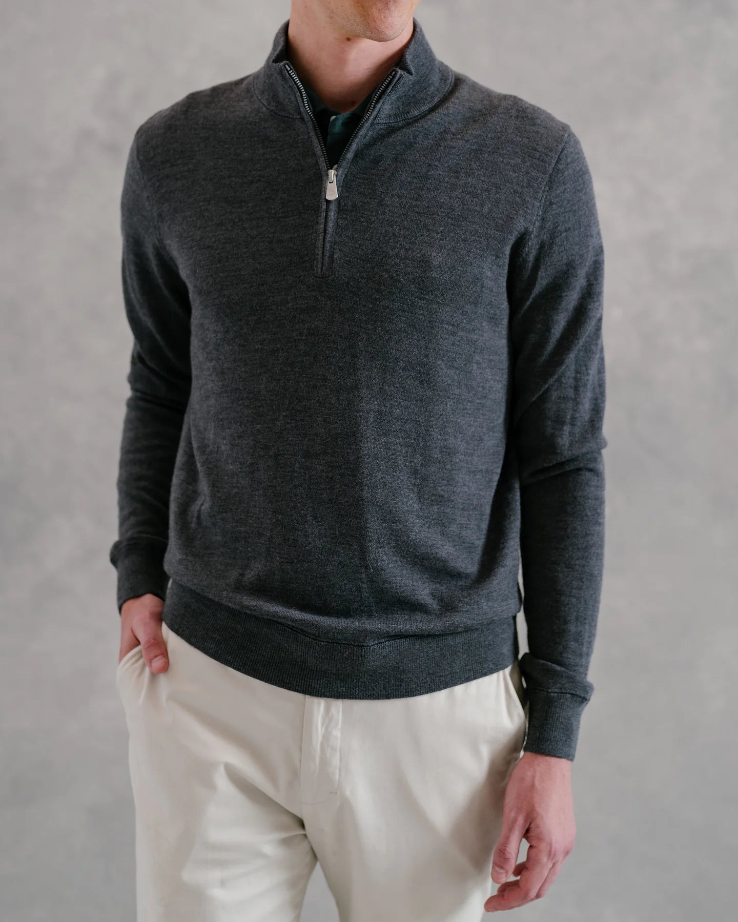 B. Draddy The Schoen Quarter Zip - Dark Charcoal Heather