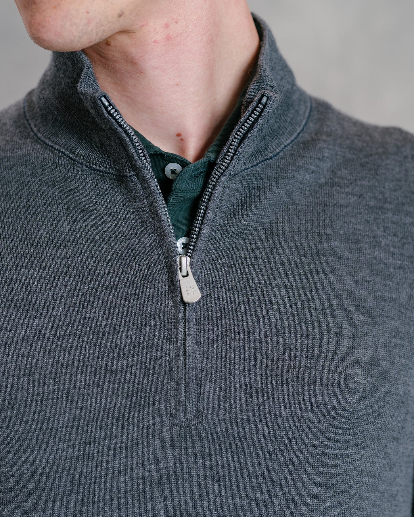 B. Draddy The Schoen Quarter Zip - Dark Charcoal Heather
