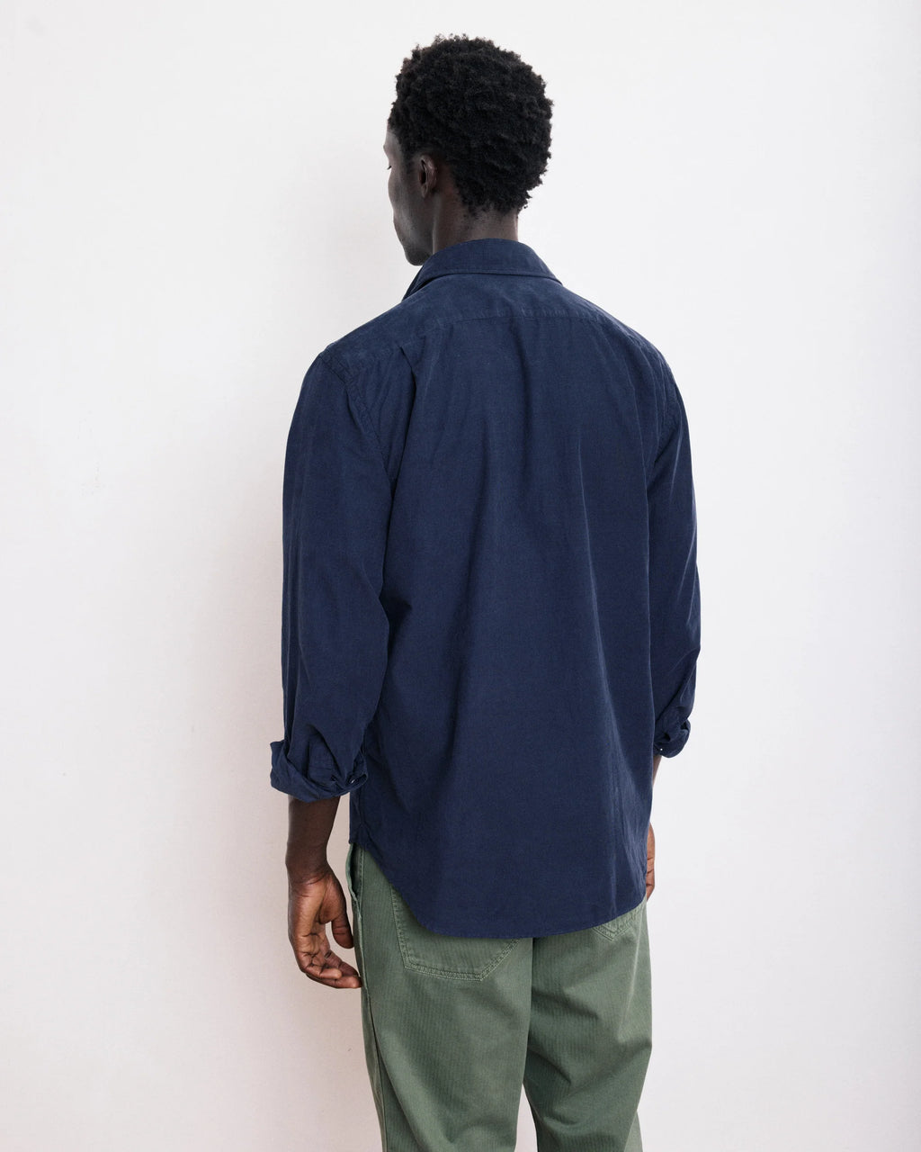 Hartford Paul Men's Navy Blue Thin Corduroy Shirt
