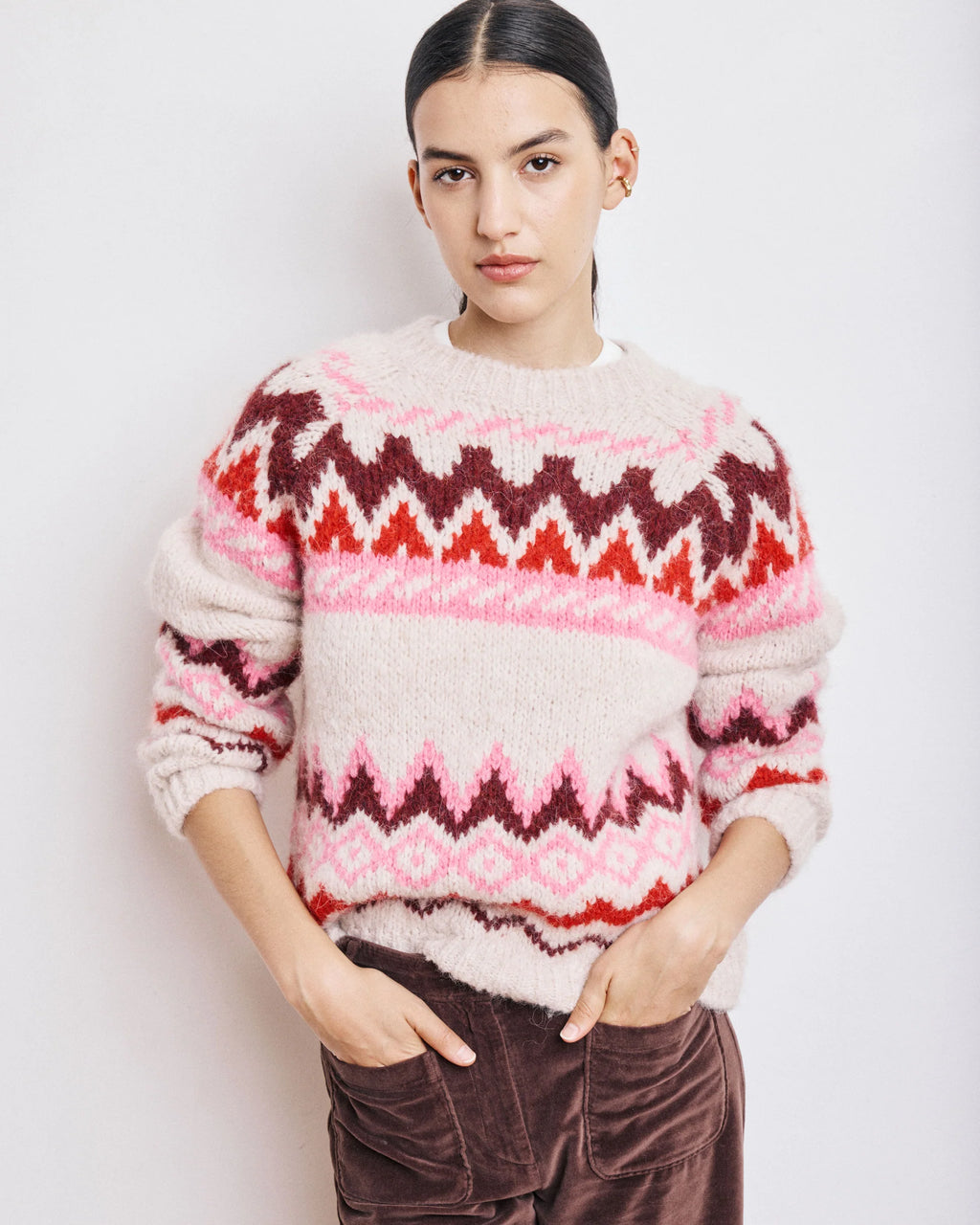 Hartford Magie Sweat - Off-White & Pink