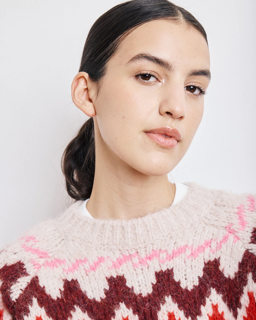 Hartford Magie Sweat - Off-White & Pink