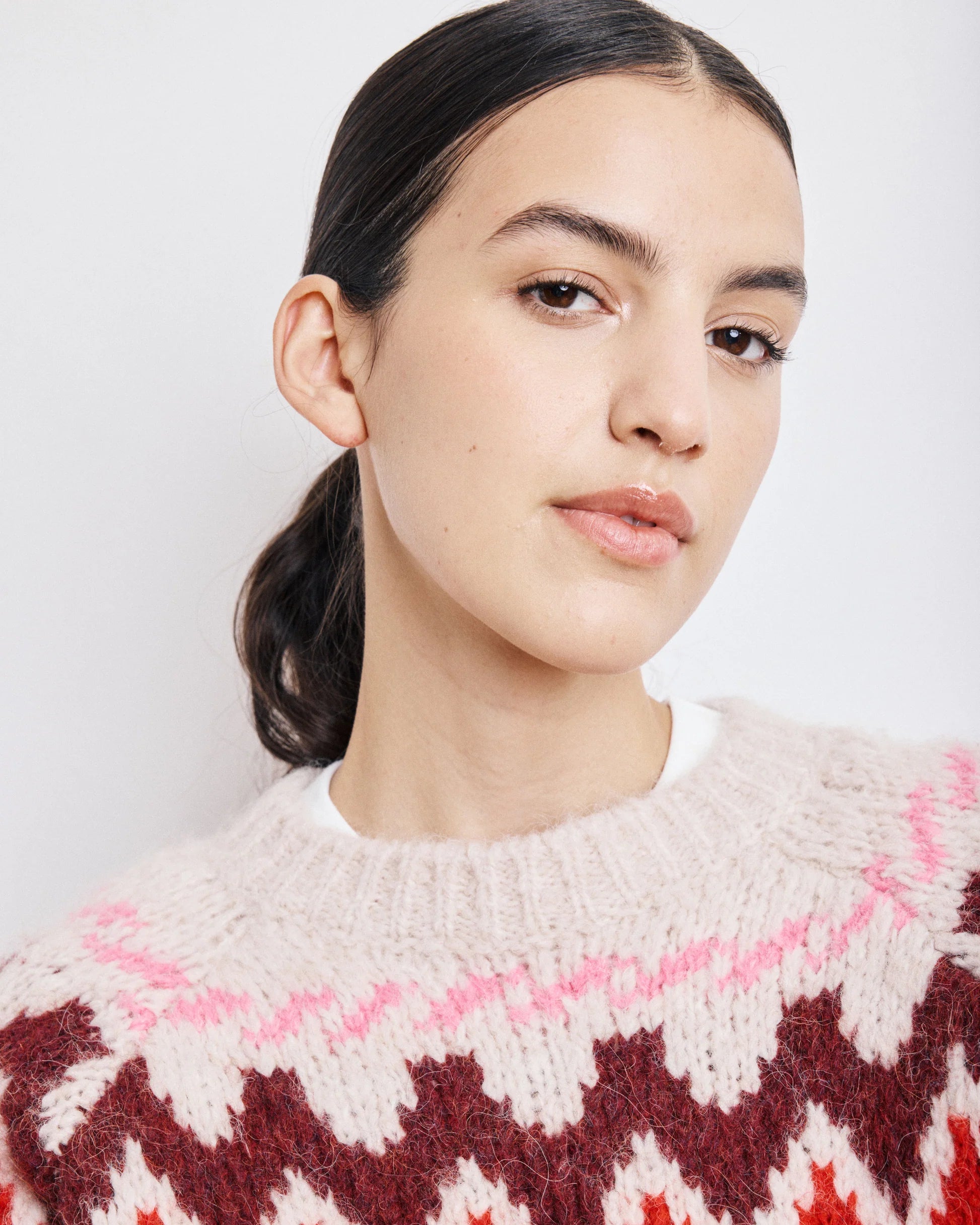 Hartford Magie Sweat - Off-White & Pink
