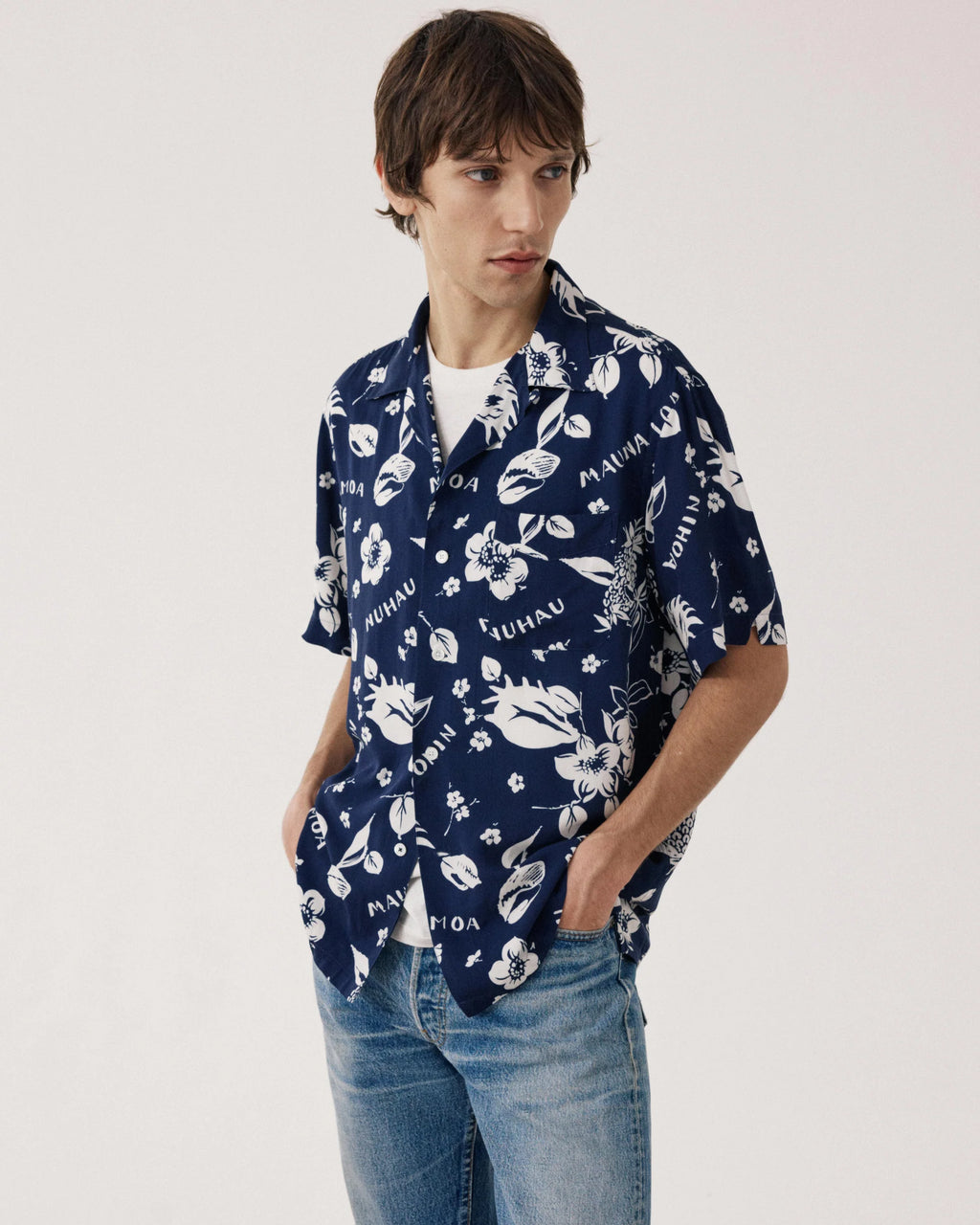 Hartford Palmito Men's Navy Blue Viscose Shirt - Navy