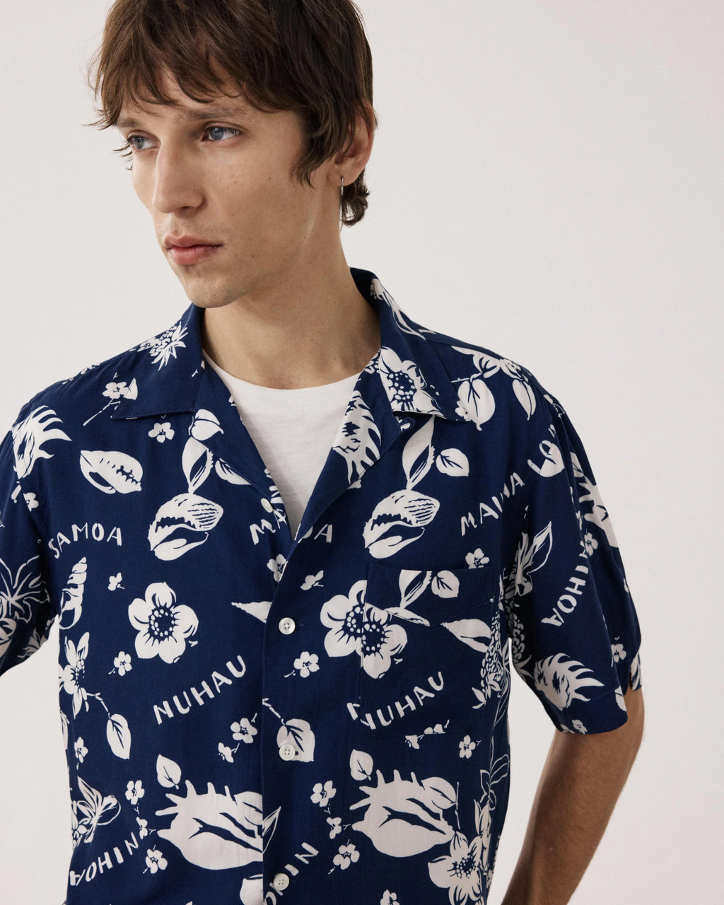 Hartford Palmito Men's Navy Blue Viscose Shirt - Navy