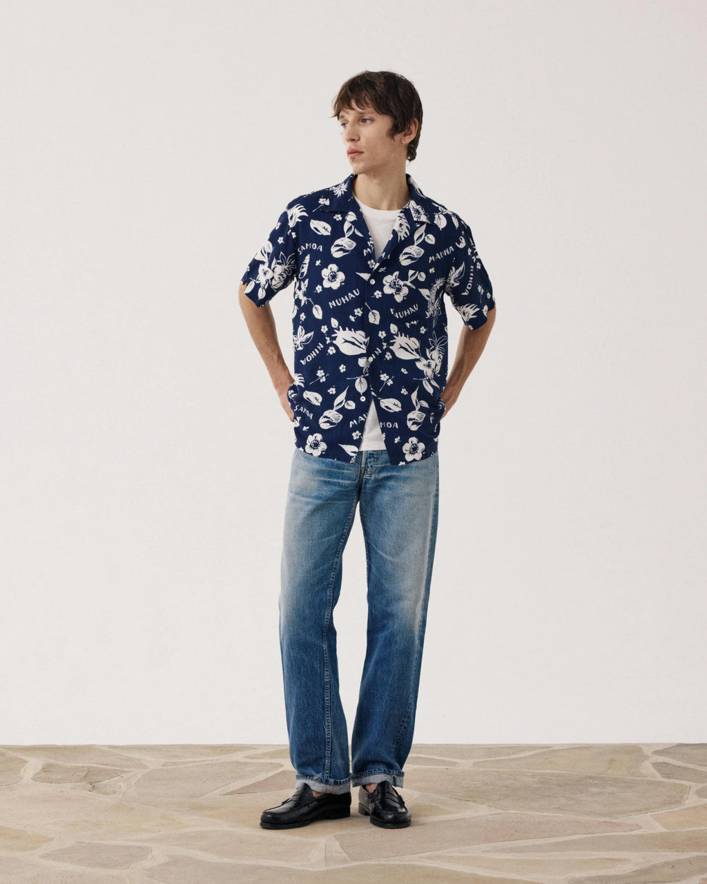 Hartford Palmito Men's Navy Blue Viscose Shirt - Navy