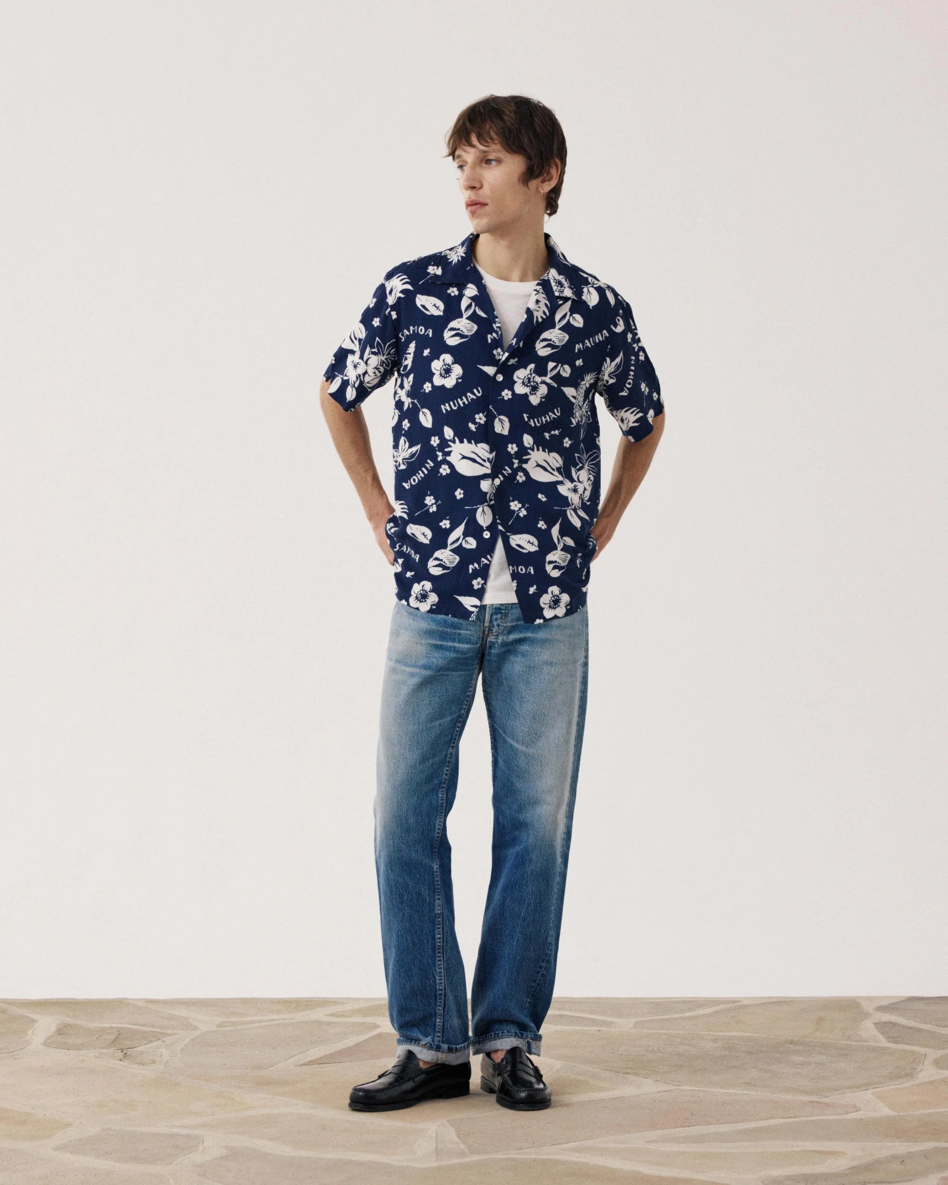 Hartford Palmito Men's Navy Blue Viscose Shirt - Navy