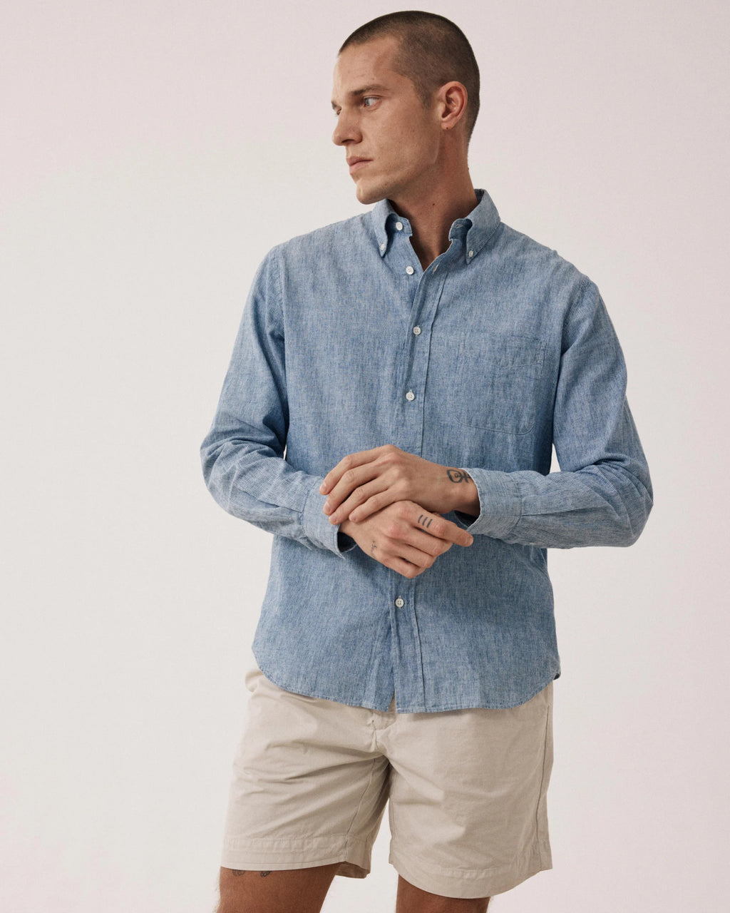 Hartford Pitt Shirt - Light Indigo