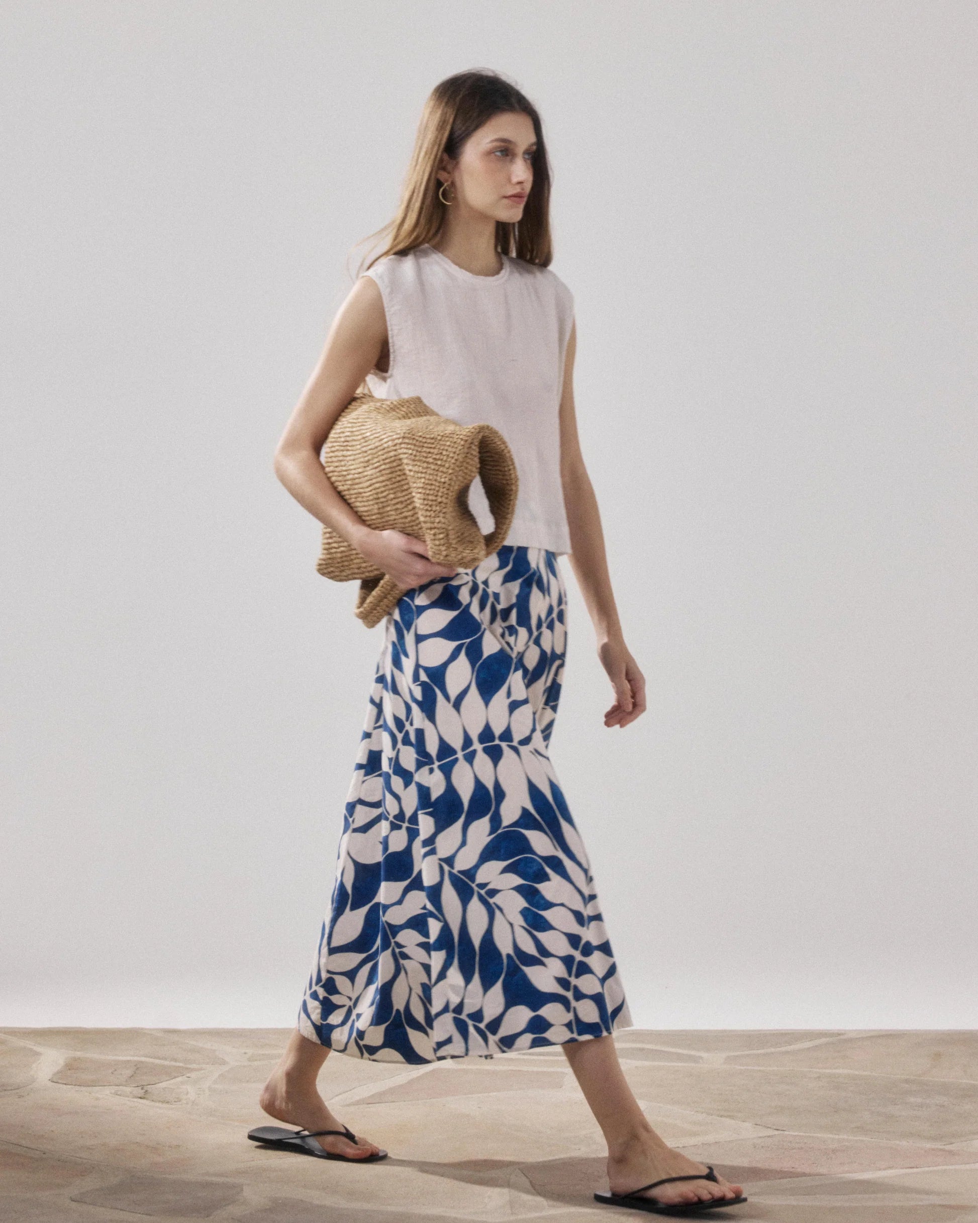 Hartford Joyce Skirt- White & Blue