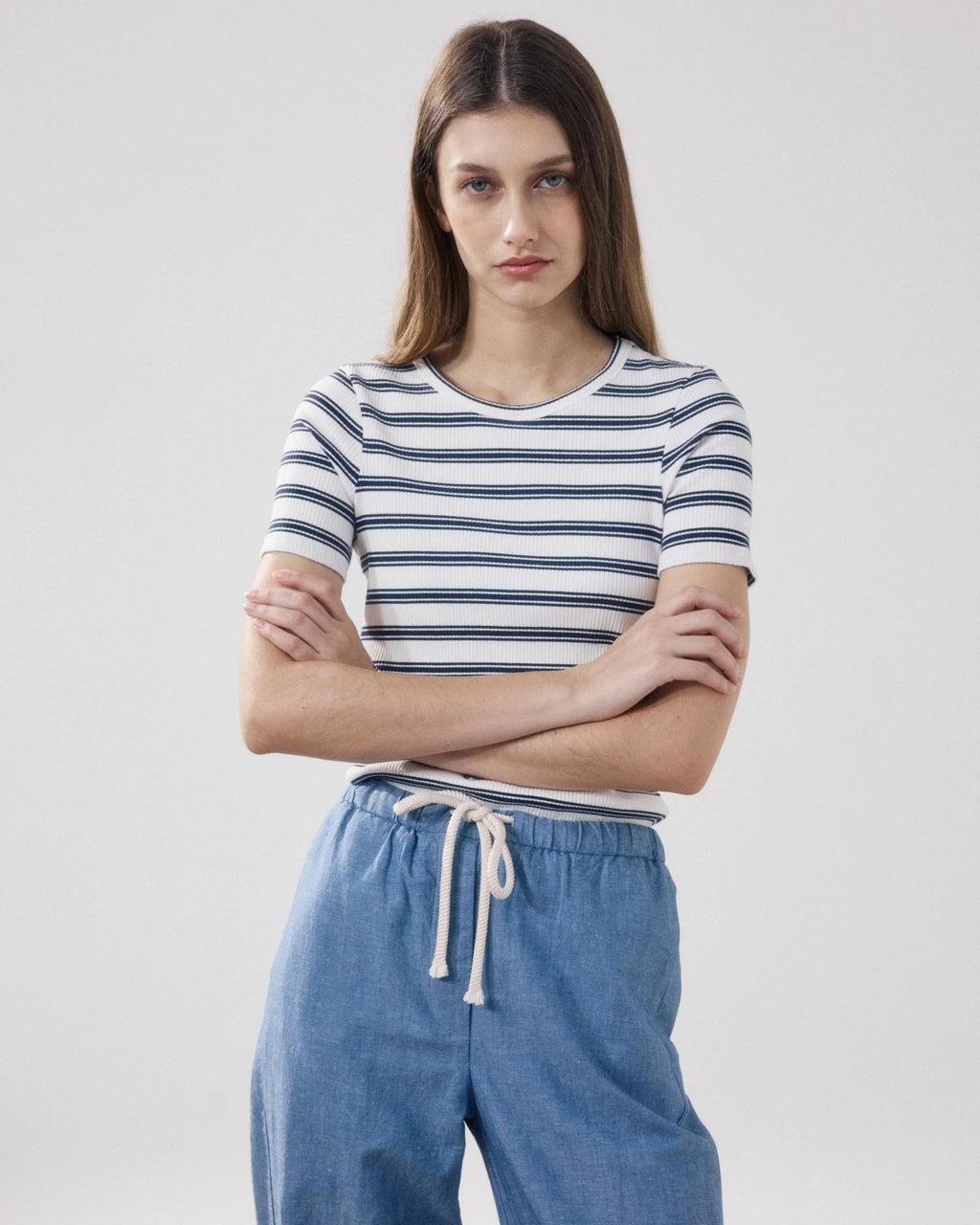 Hartford Telopea T-shirt - Navy & Ecru