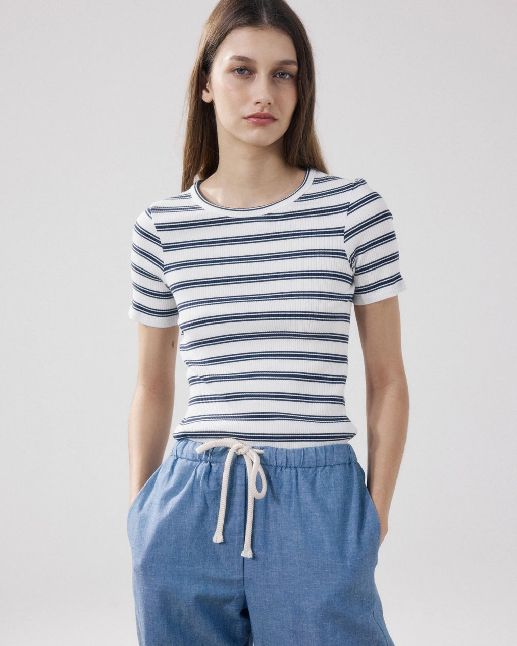 Hartford Telopea T-shirt - Navy & Ecru