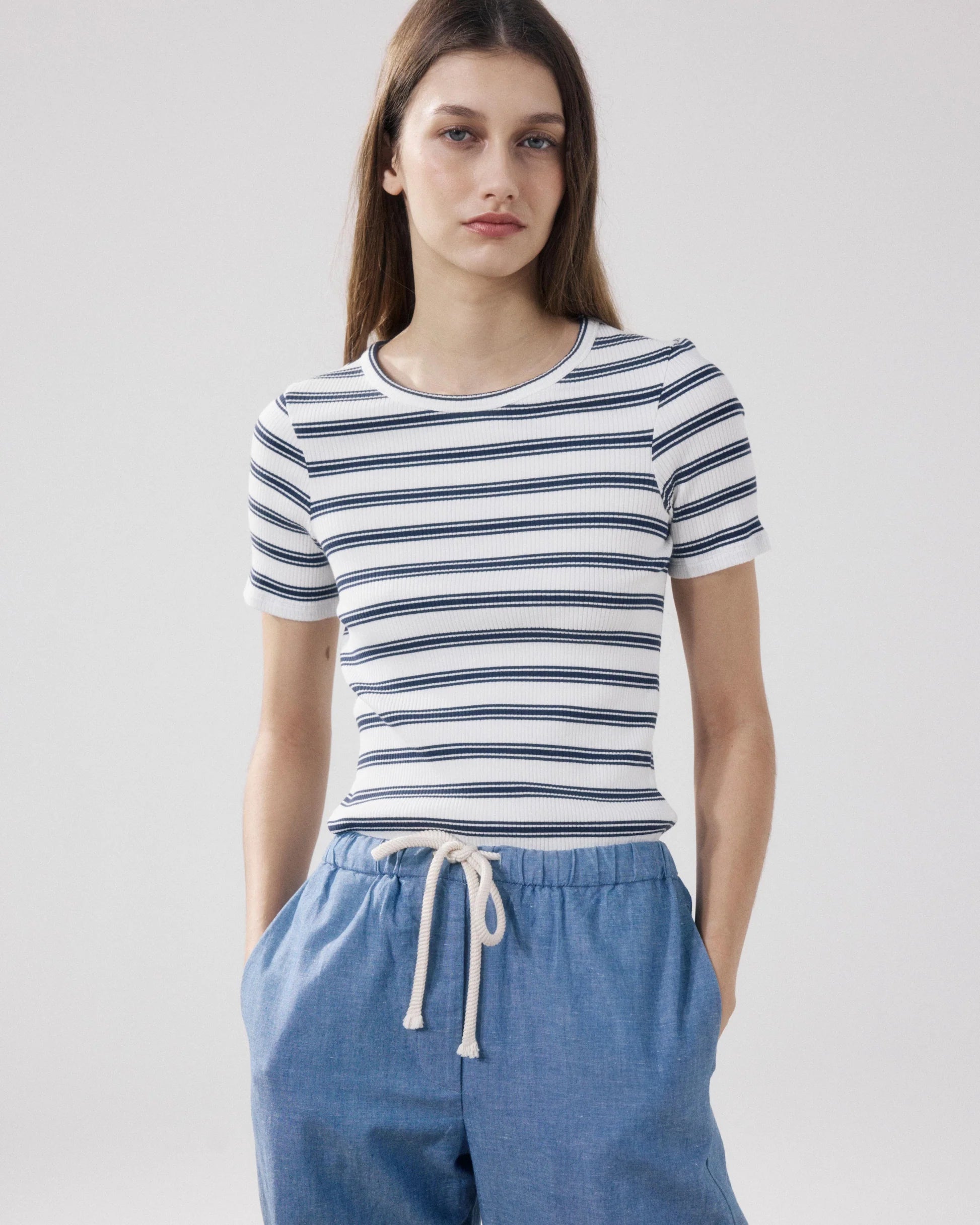 Hartford Telopea T-shirt - Navy & Ecru